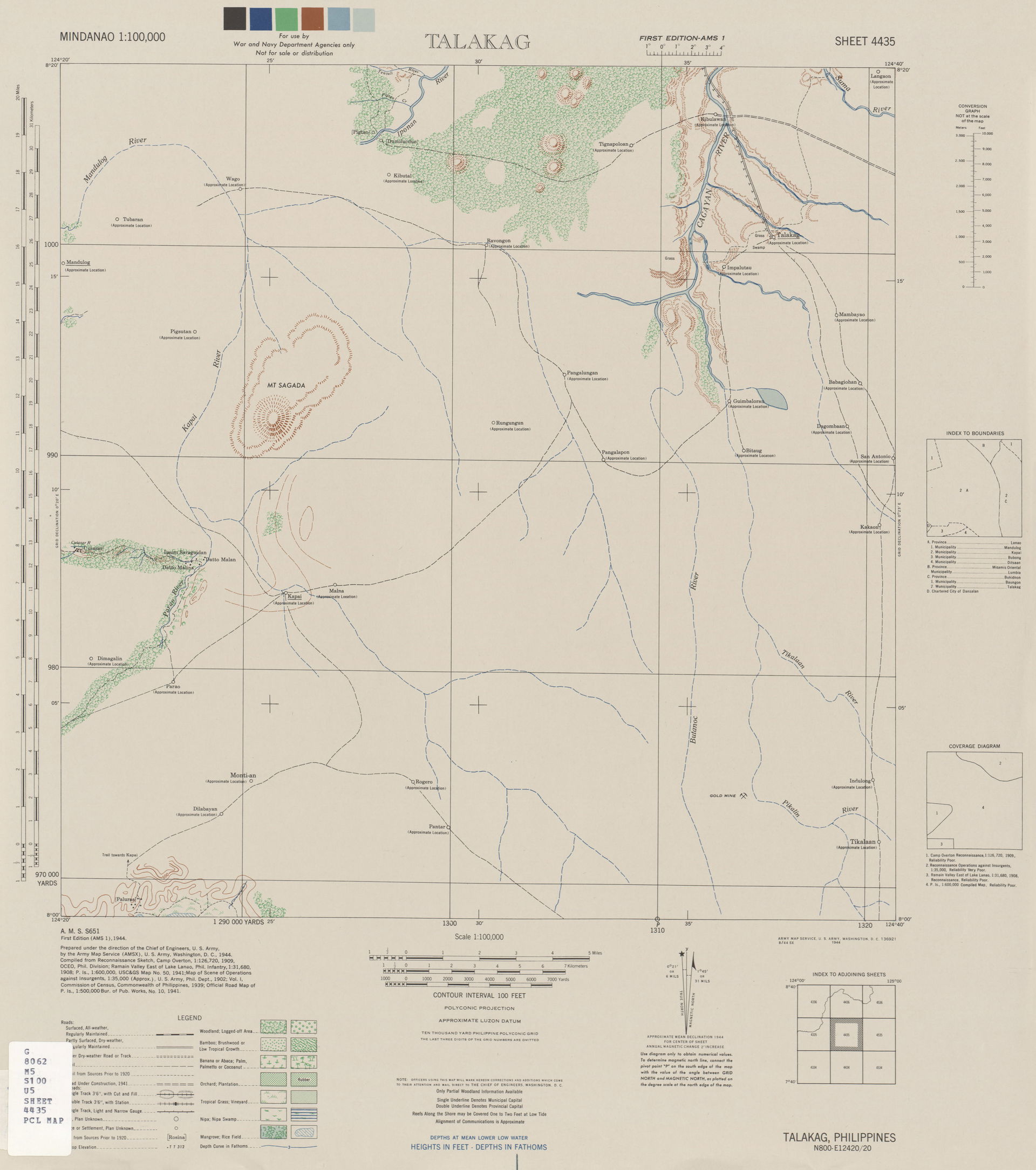 Talakag - Sheet 4435, 1:100,000 (1.6MB) - Mindanao, Series S651…