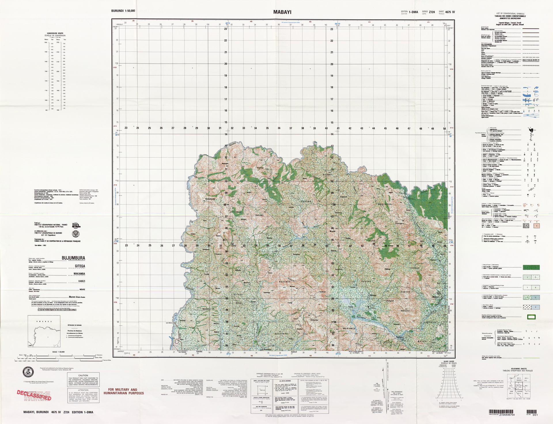 Mabayi Sheet 4675 IV, 1:50,000 1981 (9.2MB) - Burundi Topograph…