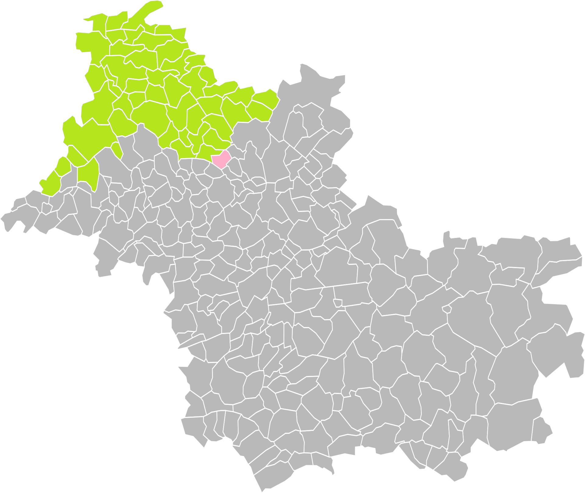 Location of the commune of La Chapelle-Enchérie in the canton o…