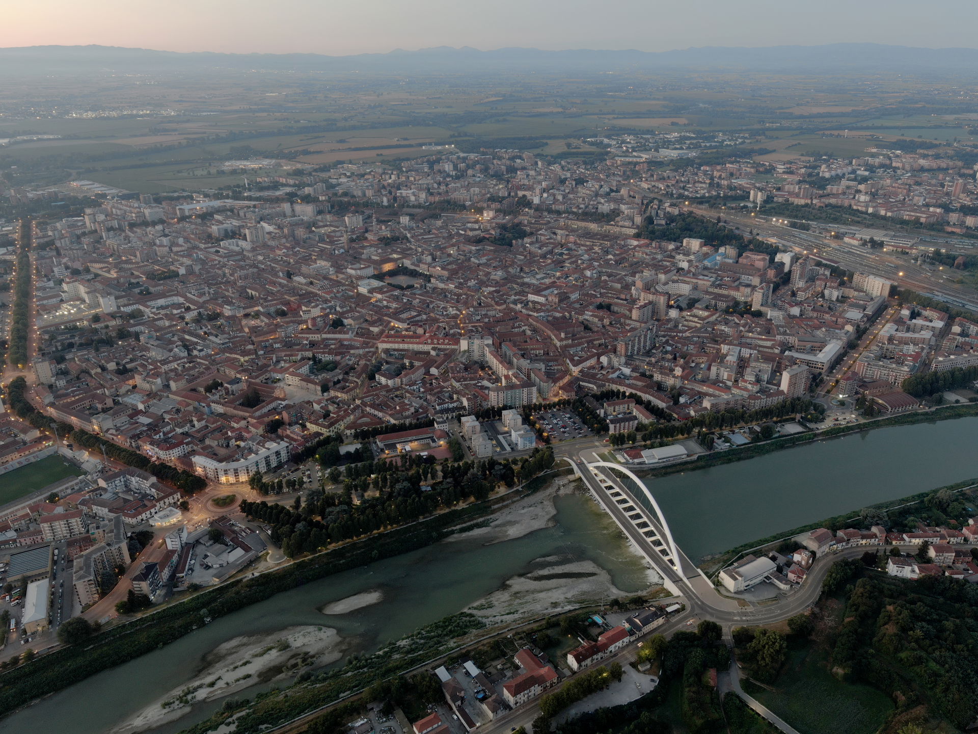 This is an aerial view of downtown Alessandria and some distric…