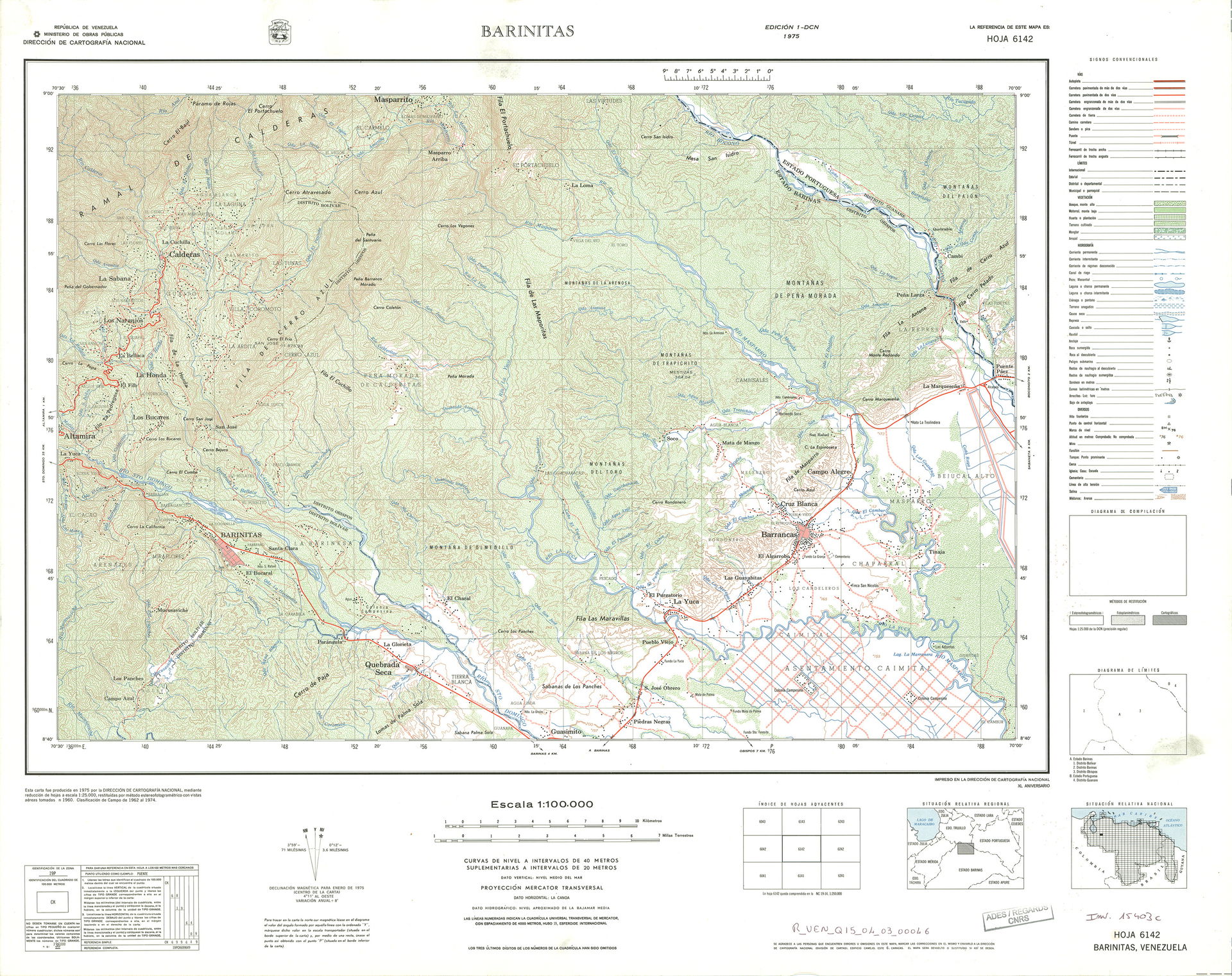 Official topographic maps of Venezuela, at scale 1:100.000.
