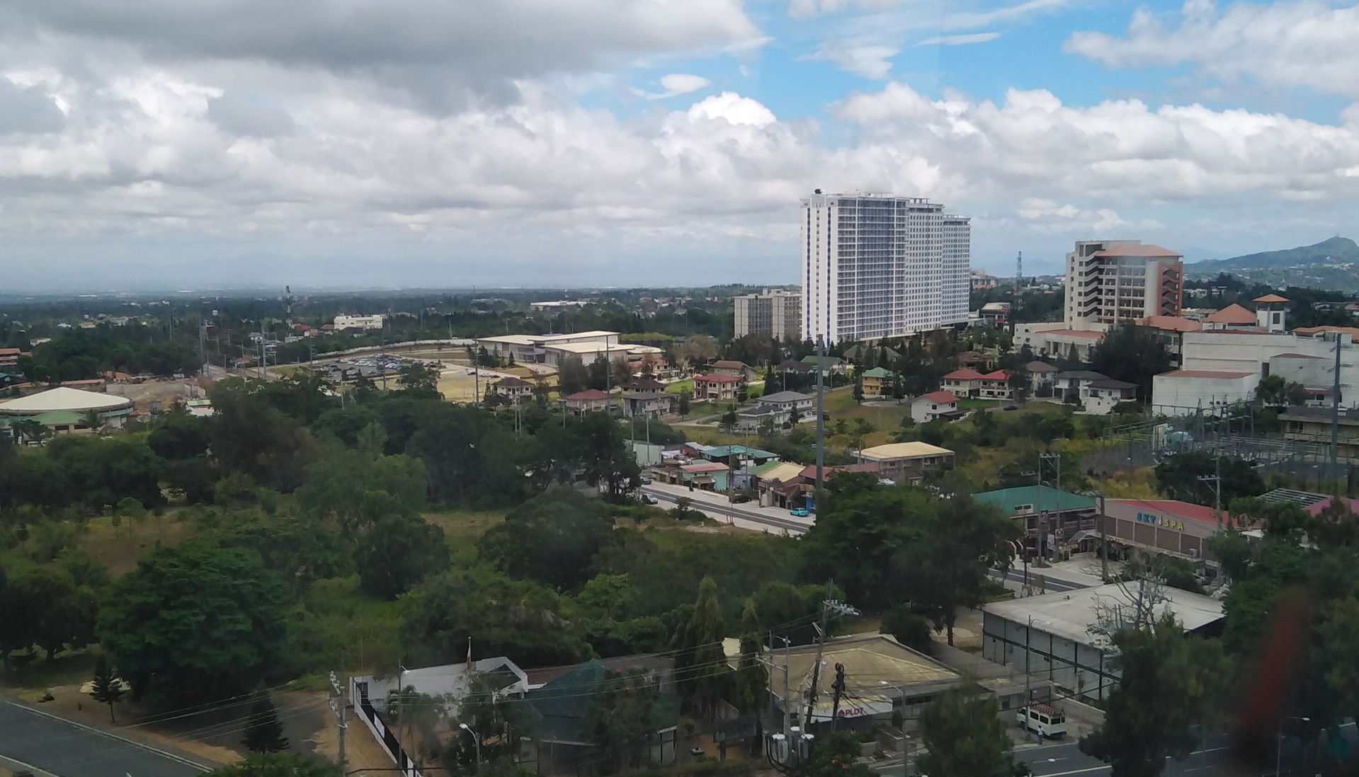 View of buildings in Tagaytay from the Sky Eye ferris wheel.