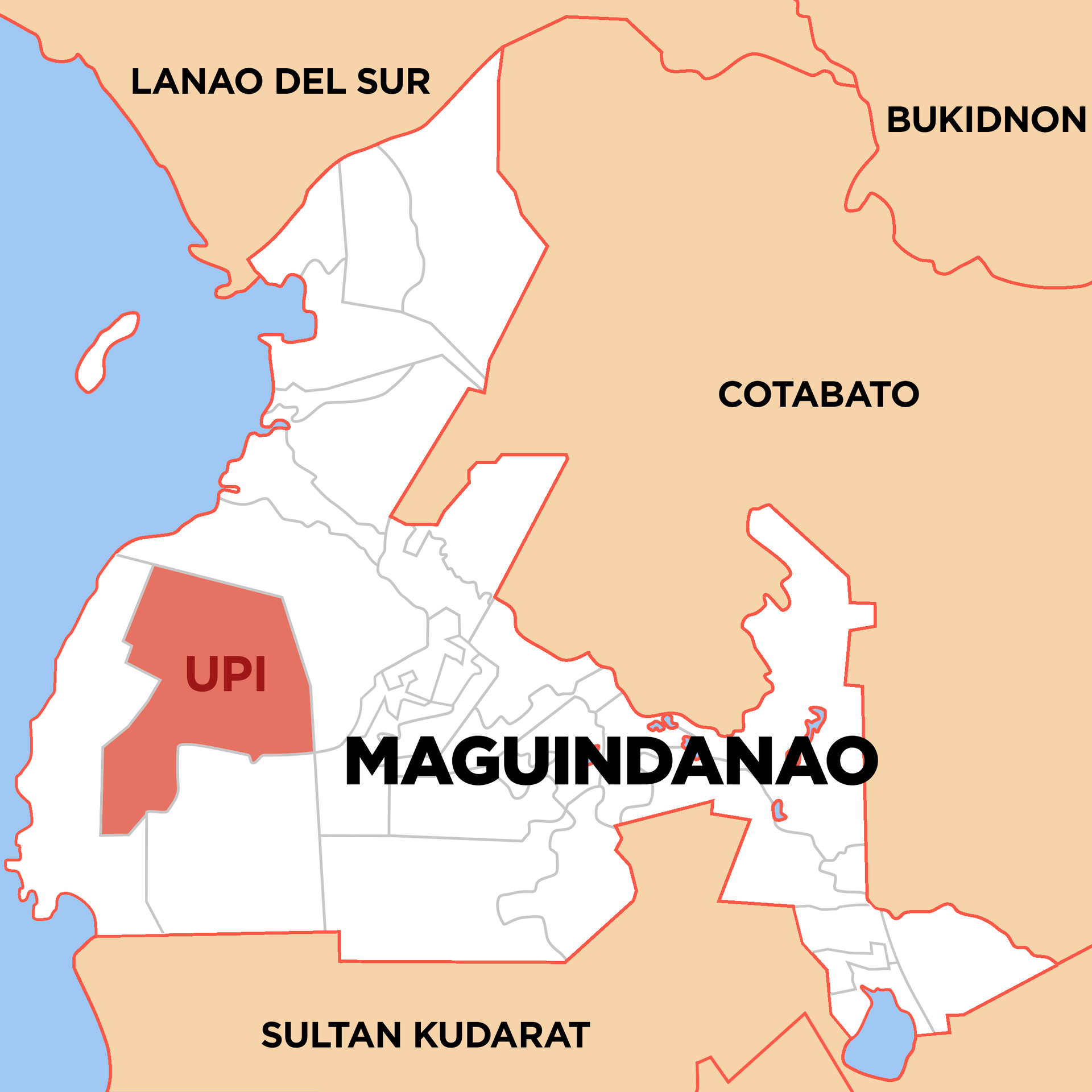 Map of the Maguindanao showing the location of Upi