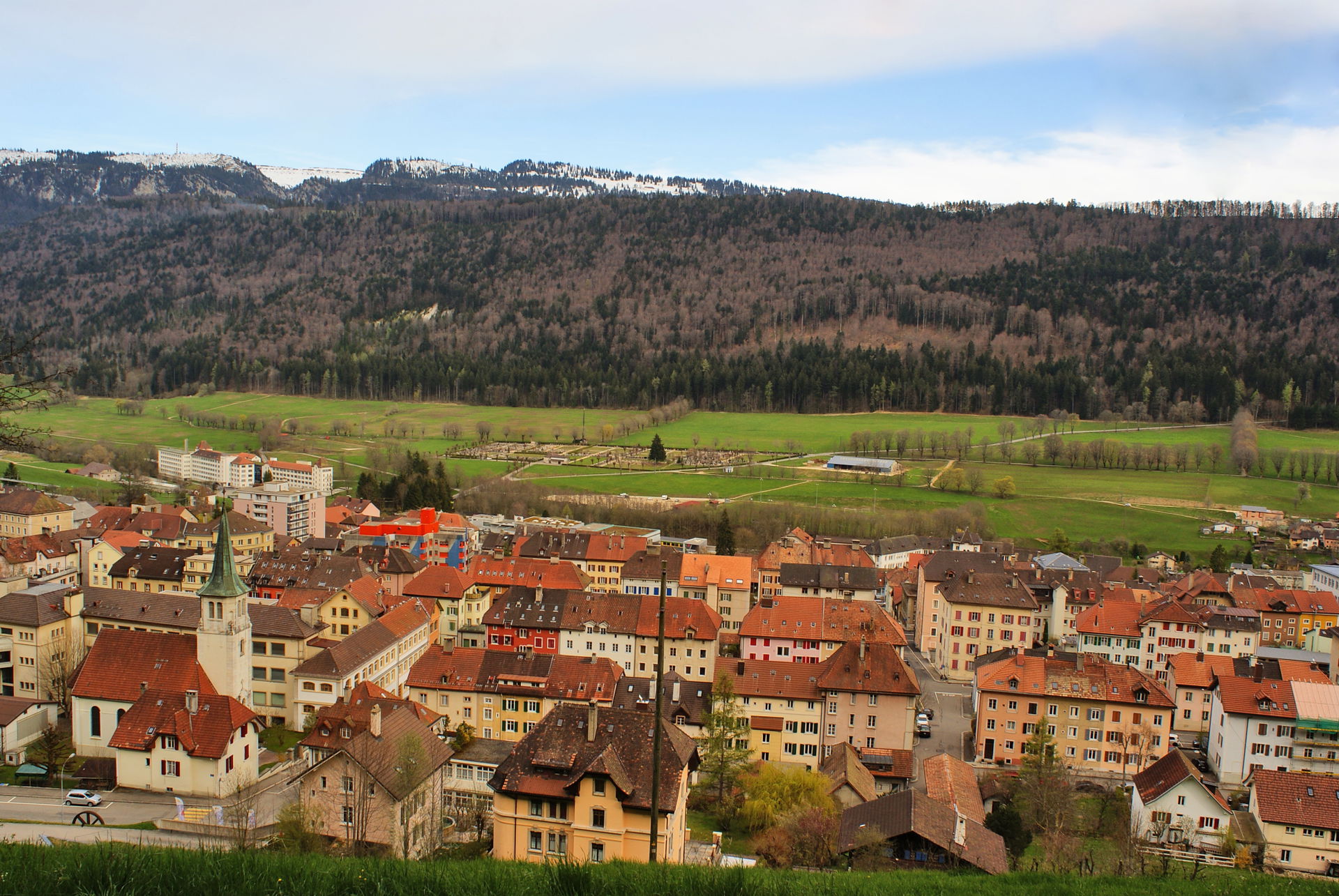 Photo of St. Imier taken from nearby Mont Soleil.