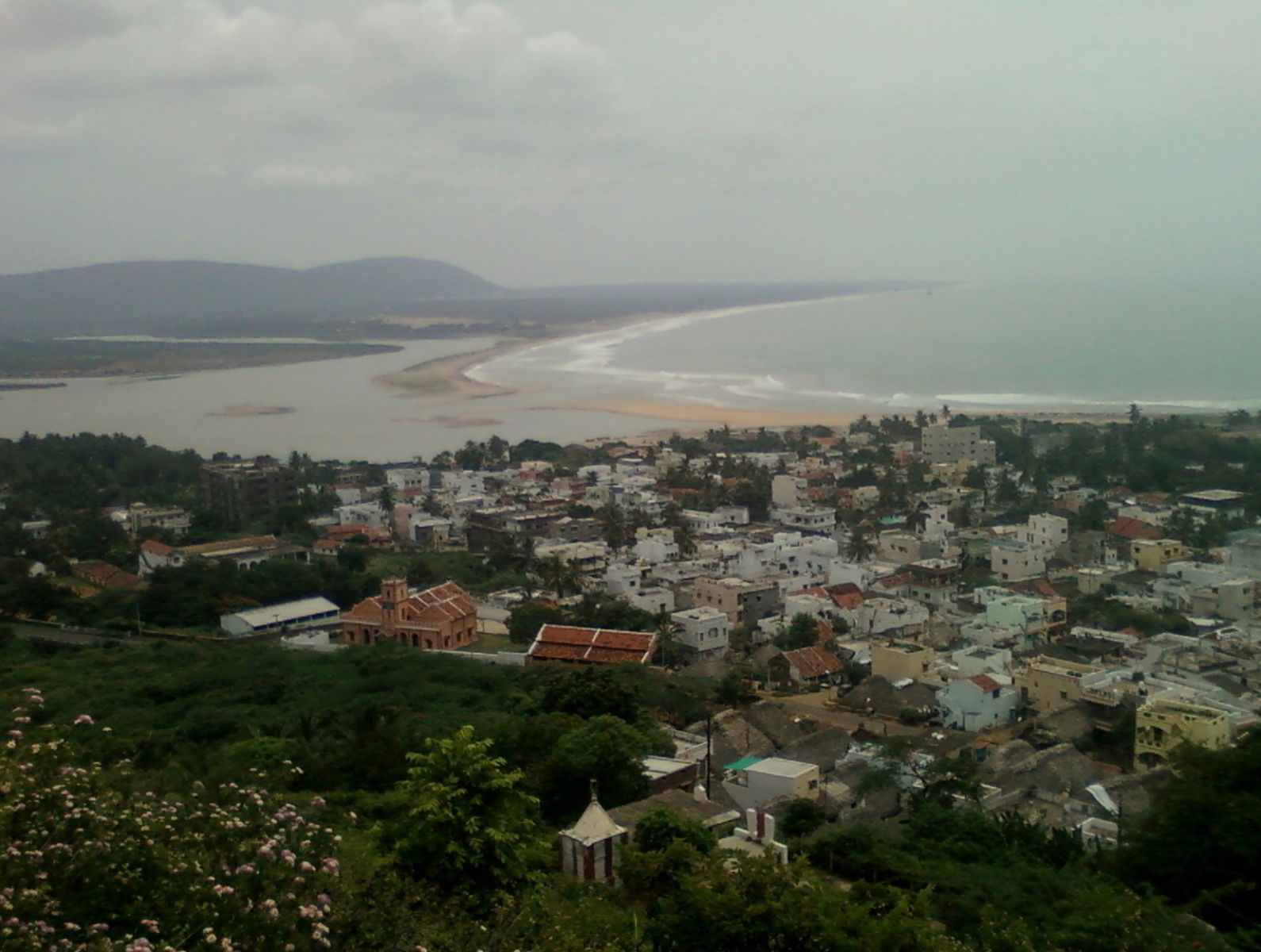 View of Bhimili(Bheemunipatnam) town from Pavurallakonda Hill i…