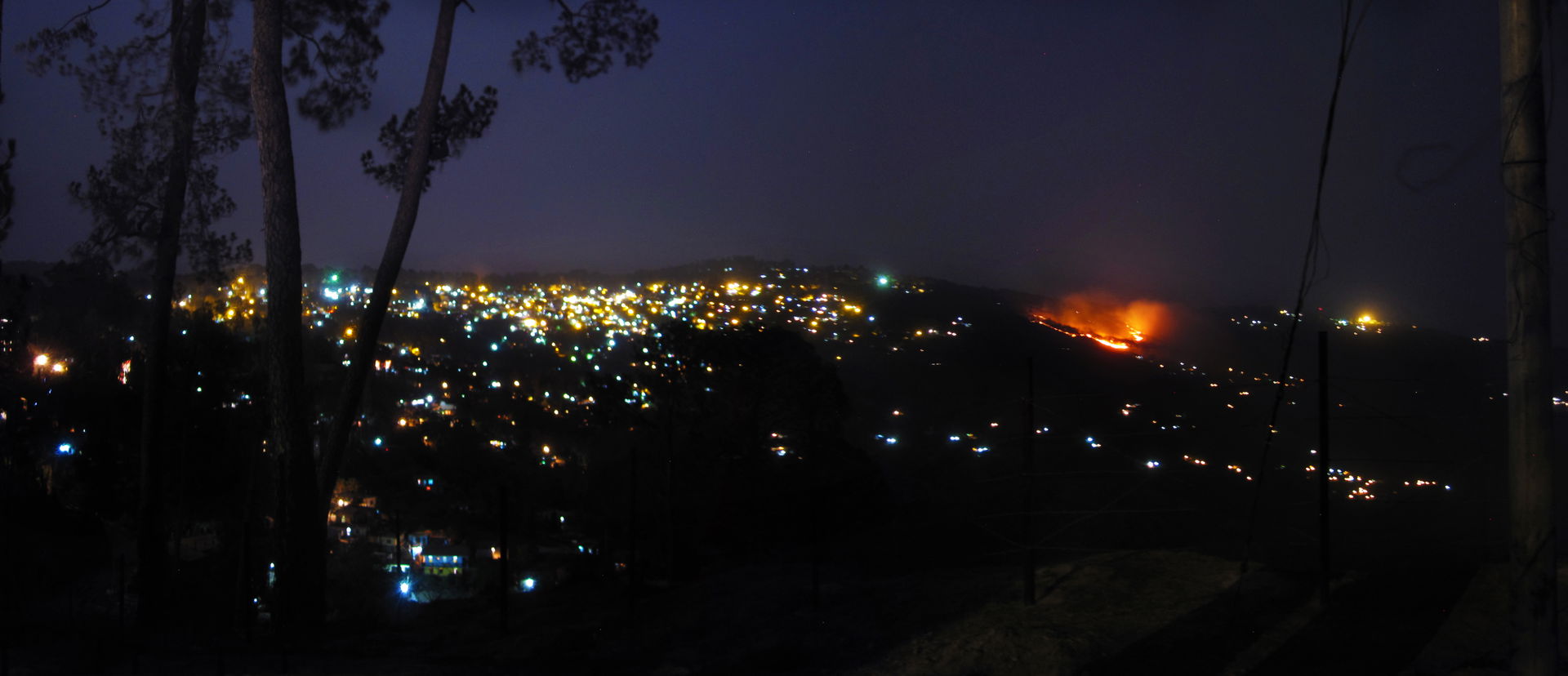 Ranikhet town at night,view from Rai Estate