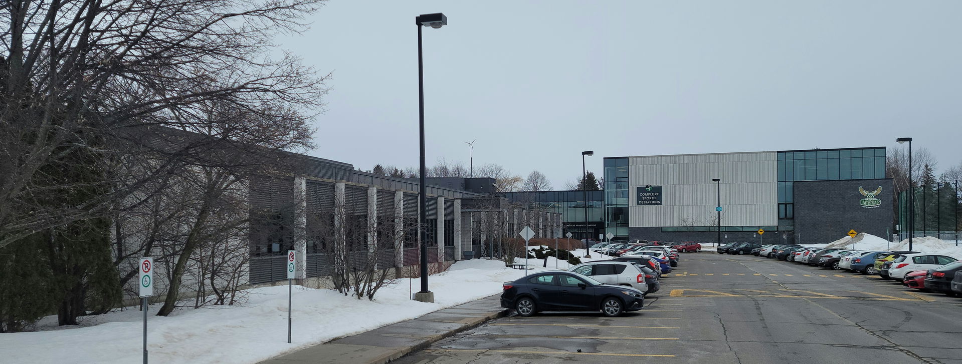 Winter view of the back of the CEGEP de Saint-Hyacinthe and the…