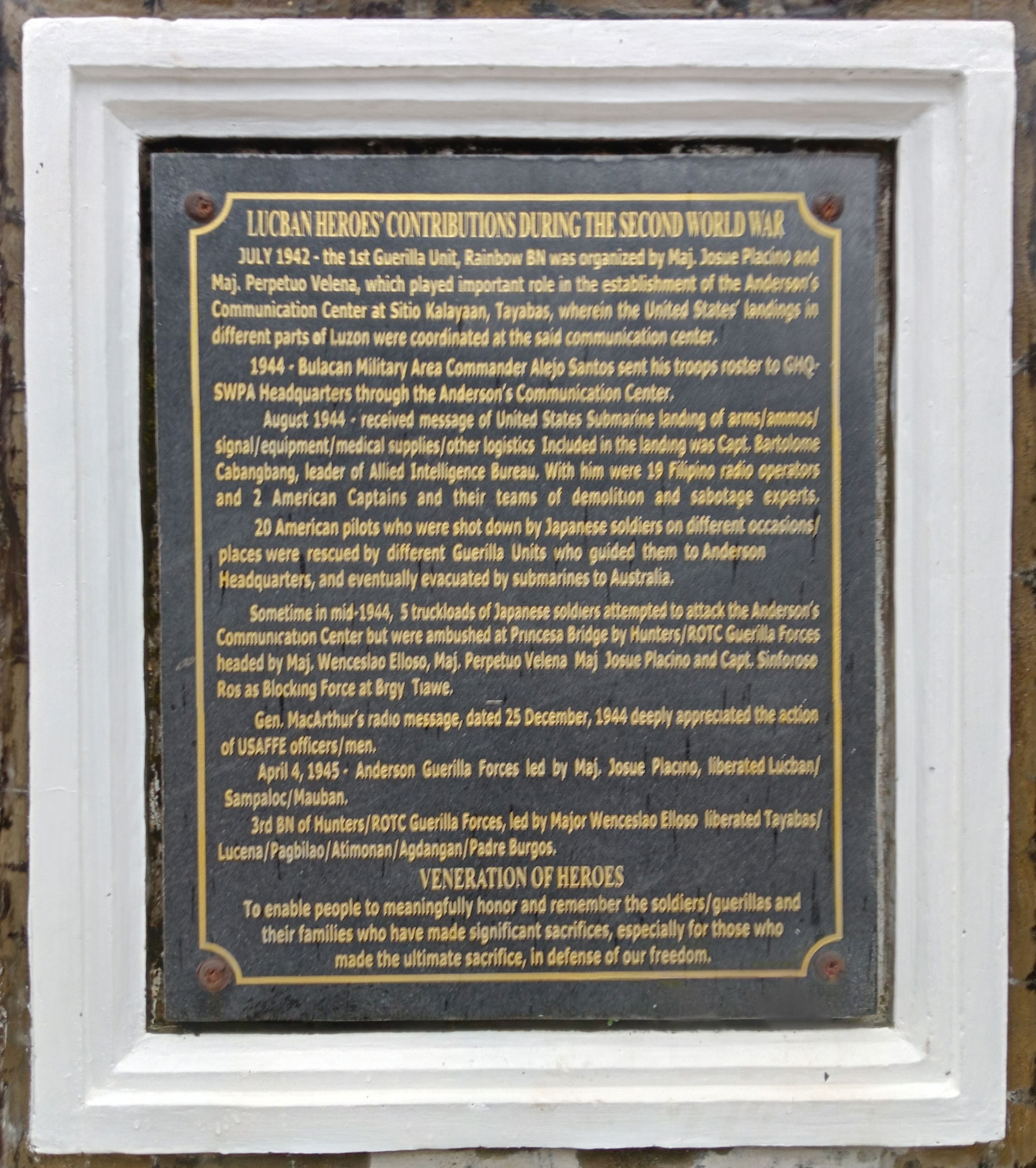 Lucban WW2 Heroes Marker, Quezon
