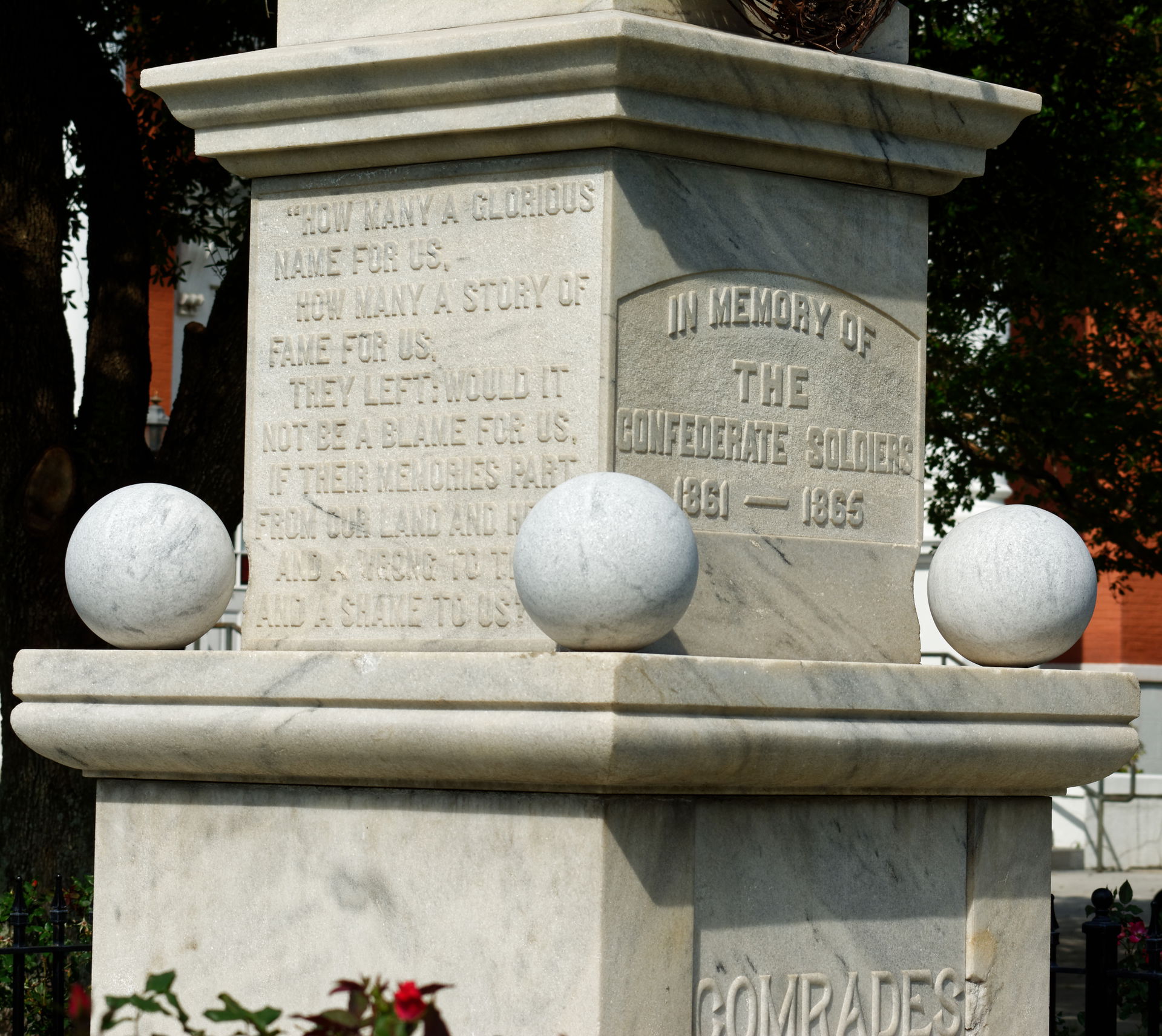 Inscription on Confederate soldier memorial, Statesboro, Georgi…