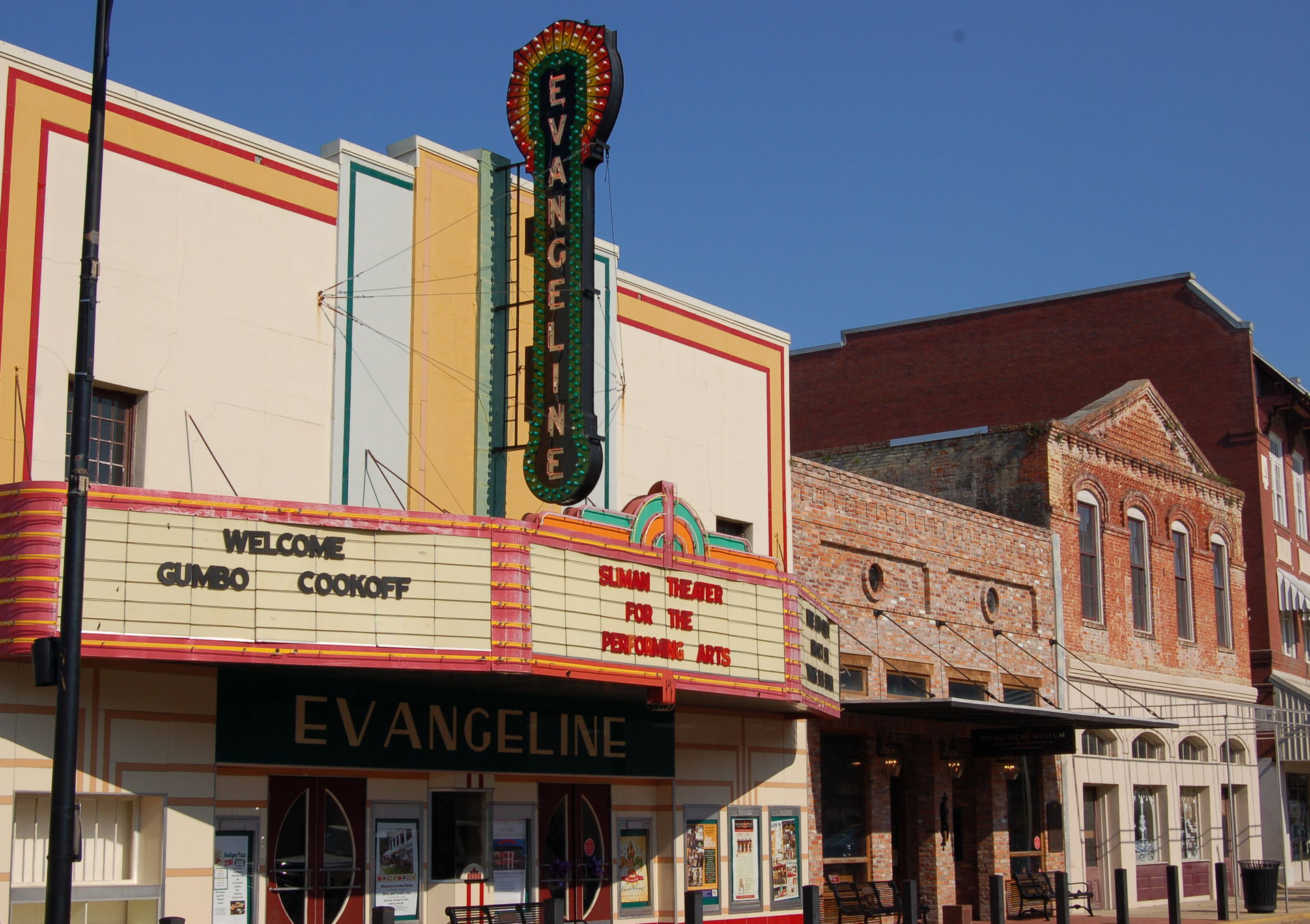 Historic Downtown New Iberia, Louisiana. Old Evangeline cinema …