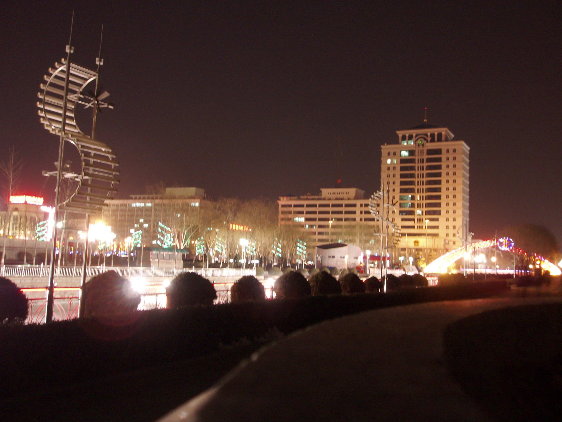 Night view of Minxinhe channal, Shijiazhuang, China