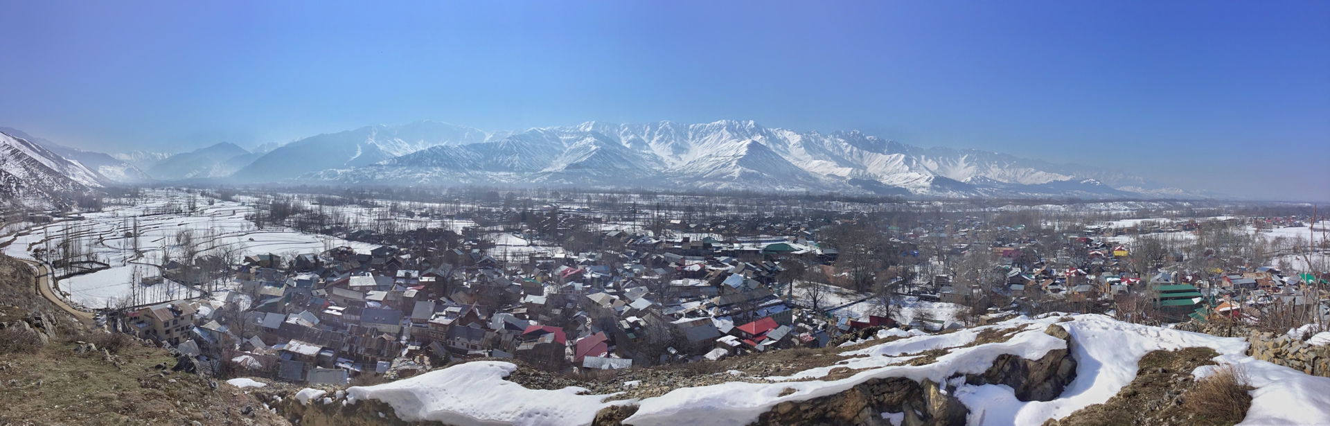 Panoramic view of Dooru Shahabad, overlooking Pir Panjal range …