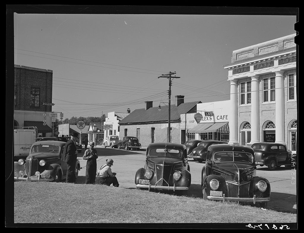 West side of Courthouse Square, Yanceyville (1940)
