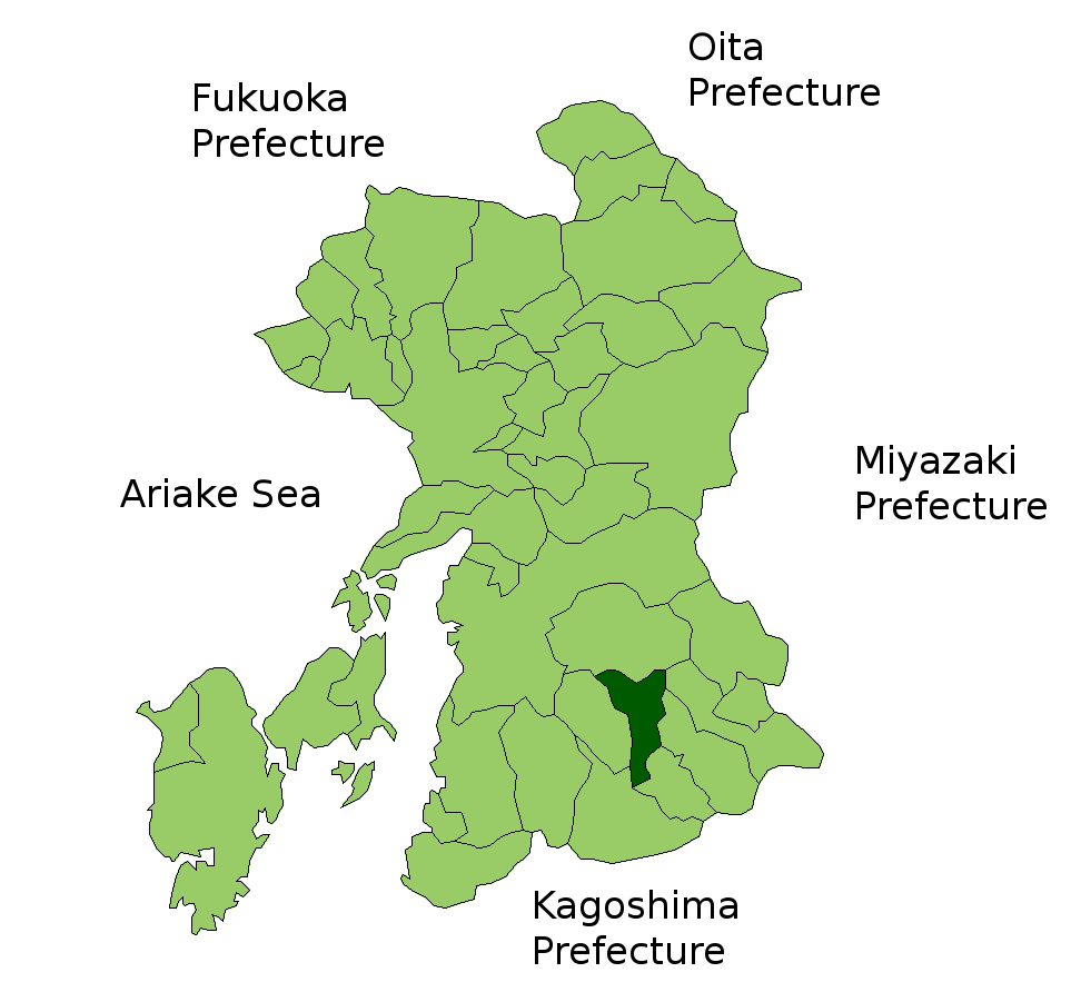 The location of Sagara in Kumamoto Prefectuur, Japan