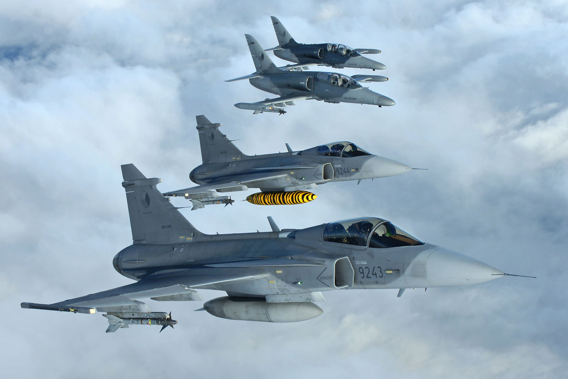 2 x Saab JAS-39 Gripen and 2 x Aero L-159 of the Czech Air Forc…
