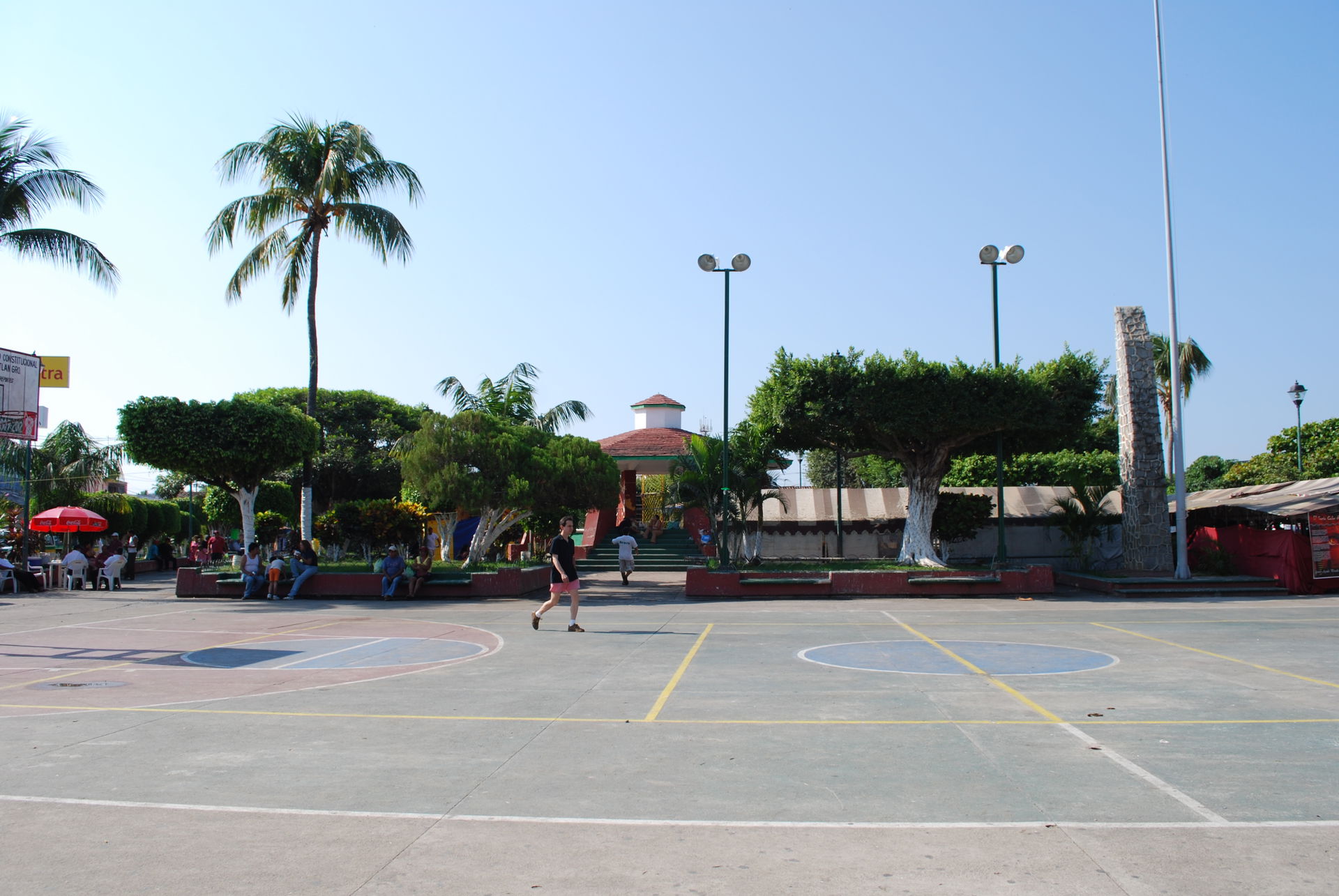 Basketball court and kiosk in the center of Petatlán, Guerrero,…