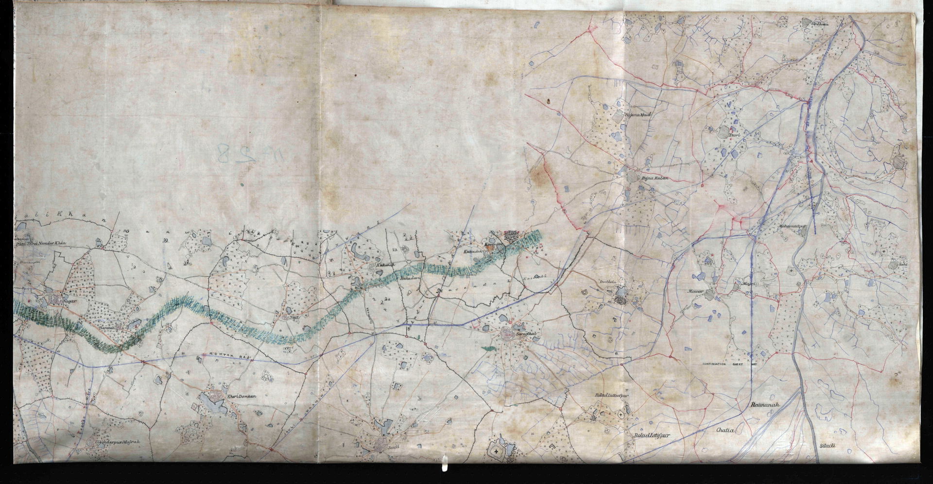Punjab Revenue Survey map of Gohana Tehsil, copied in 1894.
F.1…