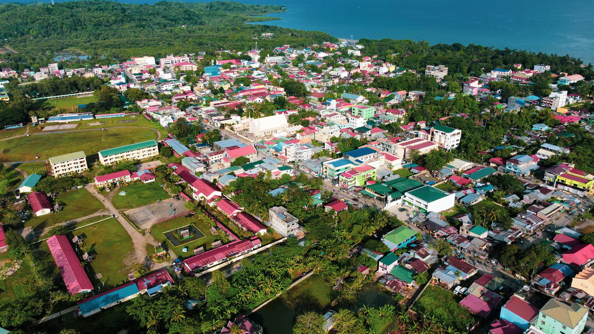 Drone image of the poblacion of Odiongan, Romblon taken during …