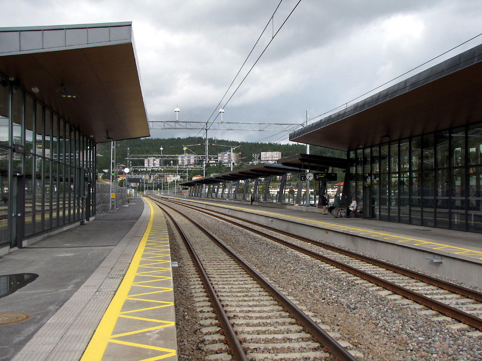 Railway platform at the train station in Örnsköldsvik, Sweden.