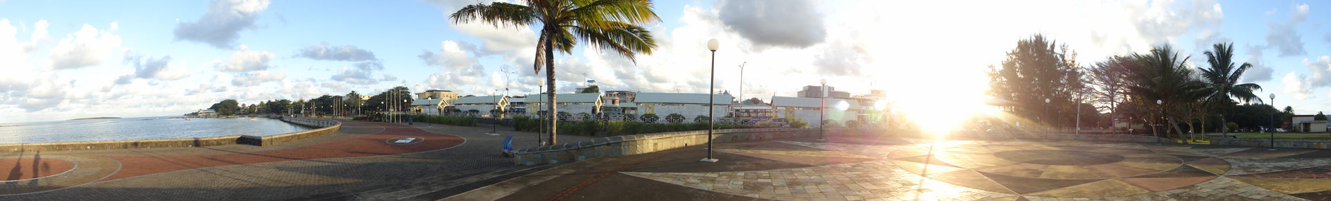 Panorama of Mahébourg at sunset