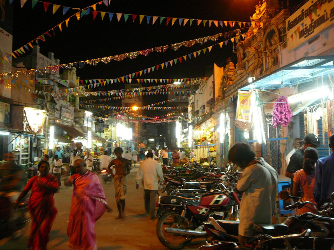 The busy streets in sivakasi on a normal day.
