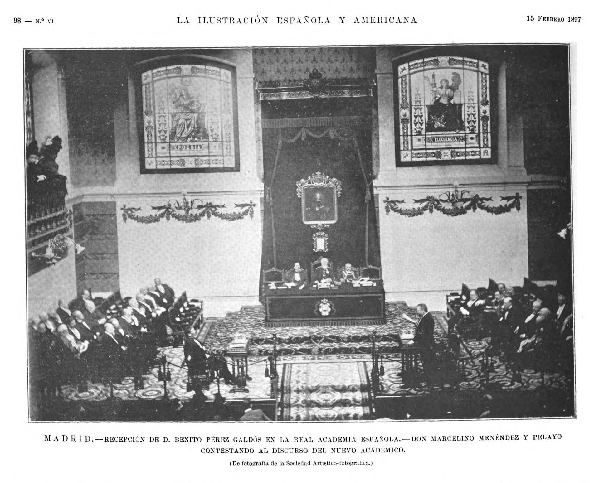 Madrid.—Recepción de D. Benito Pérez Galdós en la Real Academia…