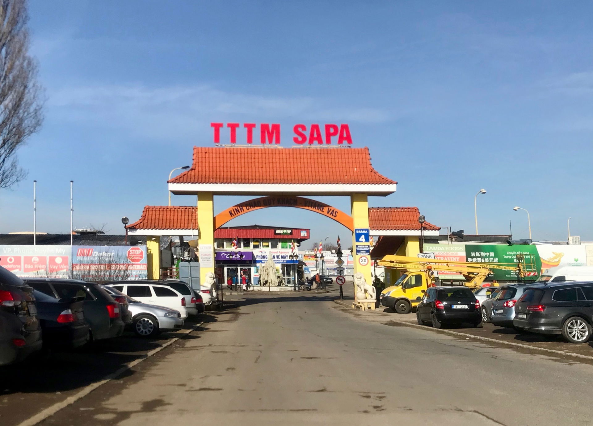 Gate of TTTM Sapa, Vietnamese market place in south Prague