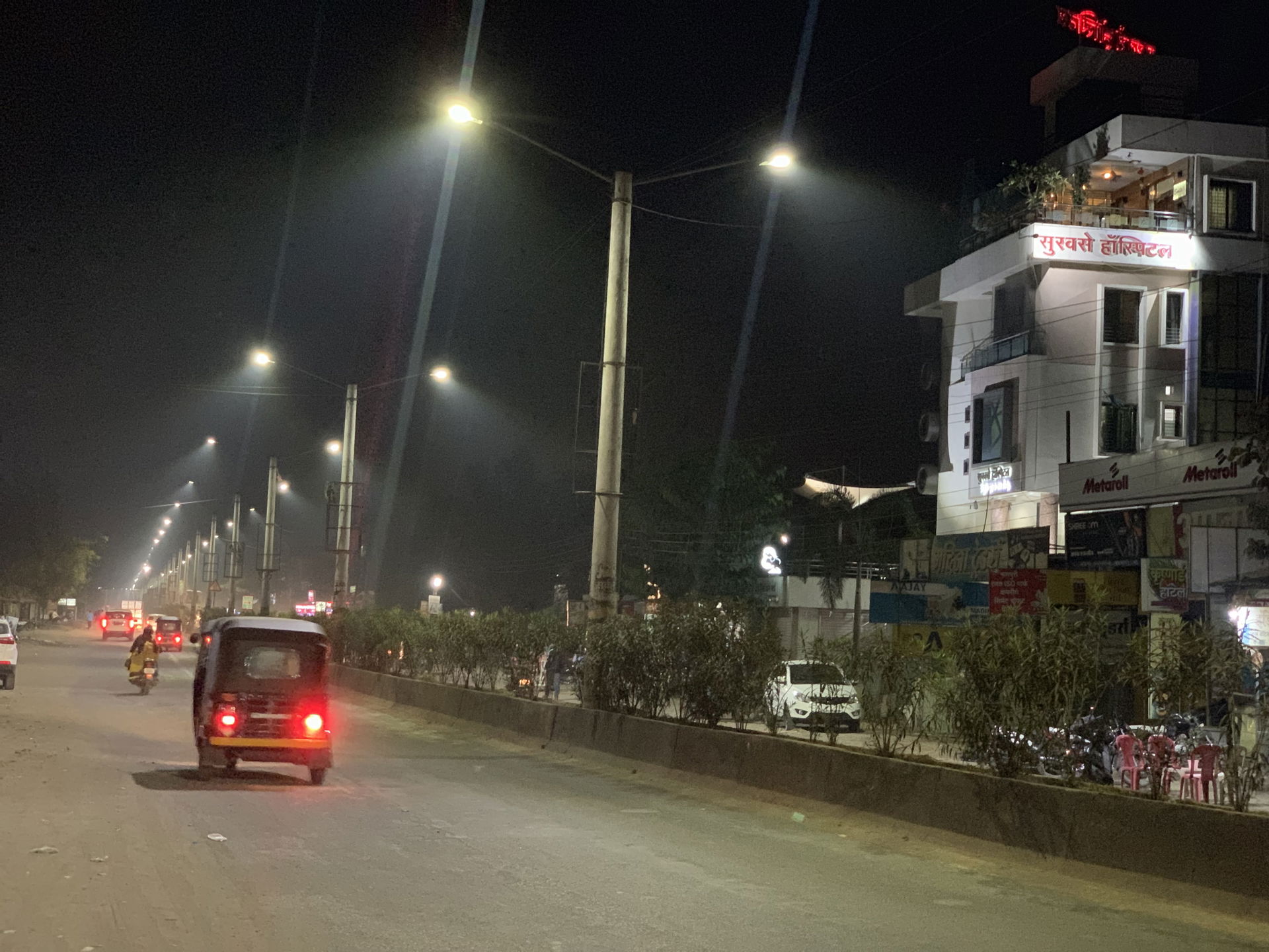 Night view of the Jintur Road, Parbhani city