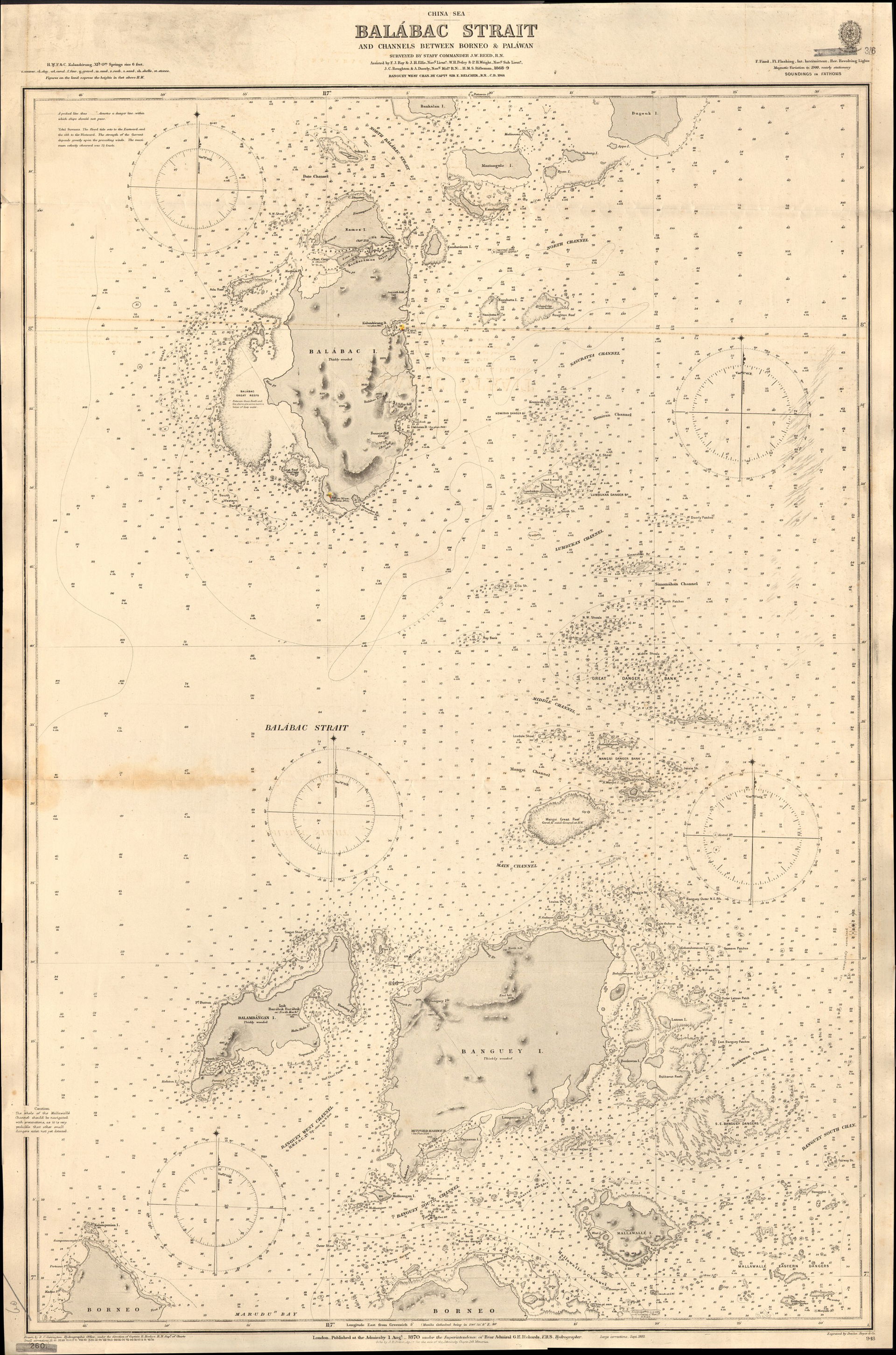Nautical chart of the Balabac Strait. Surveyed by Staff Command…