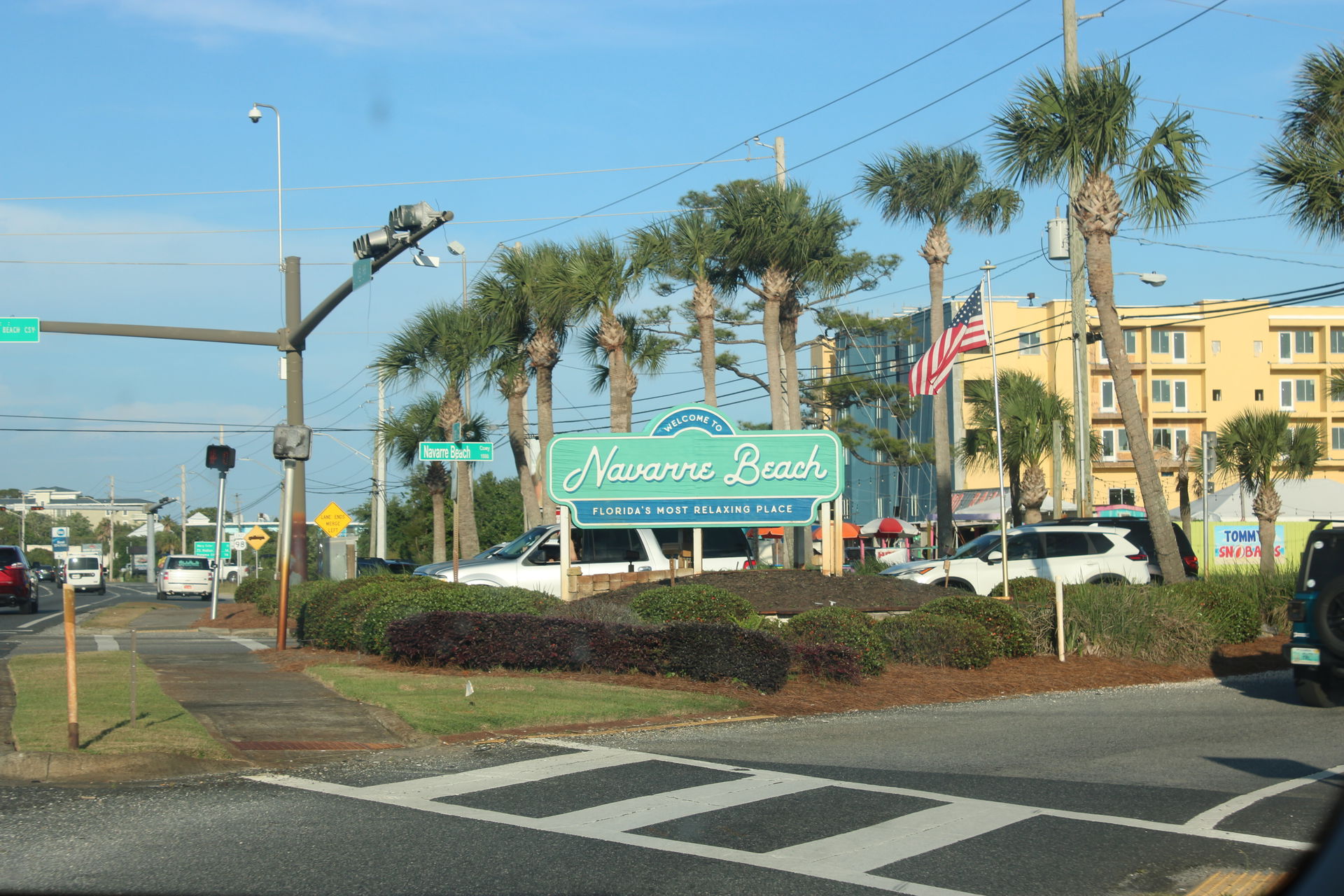 Sign showing Navarre Beach, taken at the intersection of the Na…