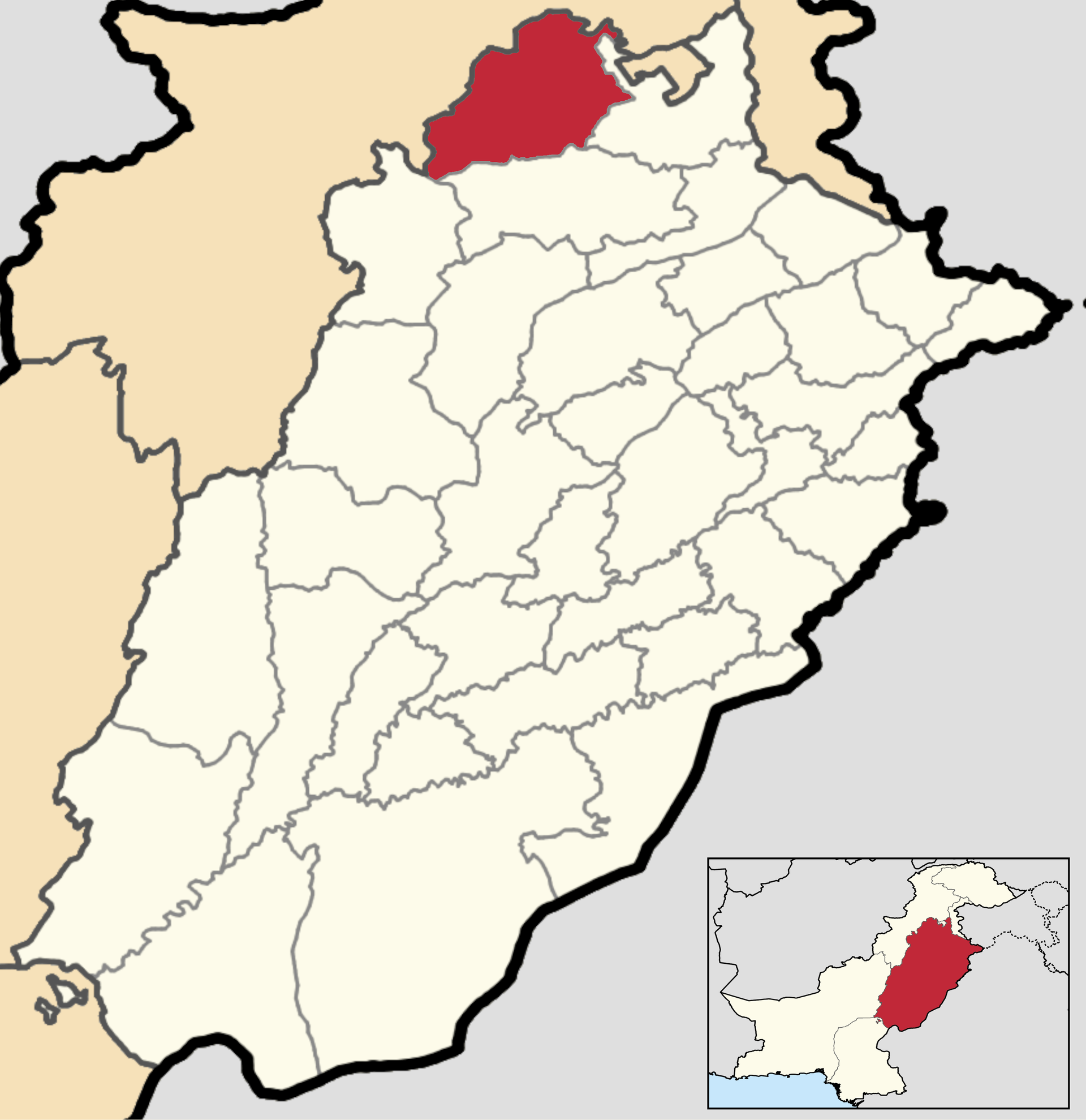 This is a map showing the location of Attock District in the pr…