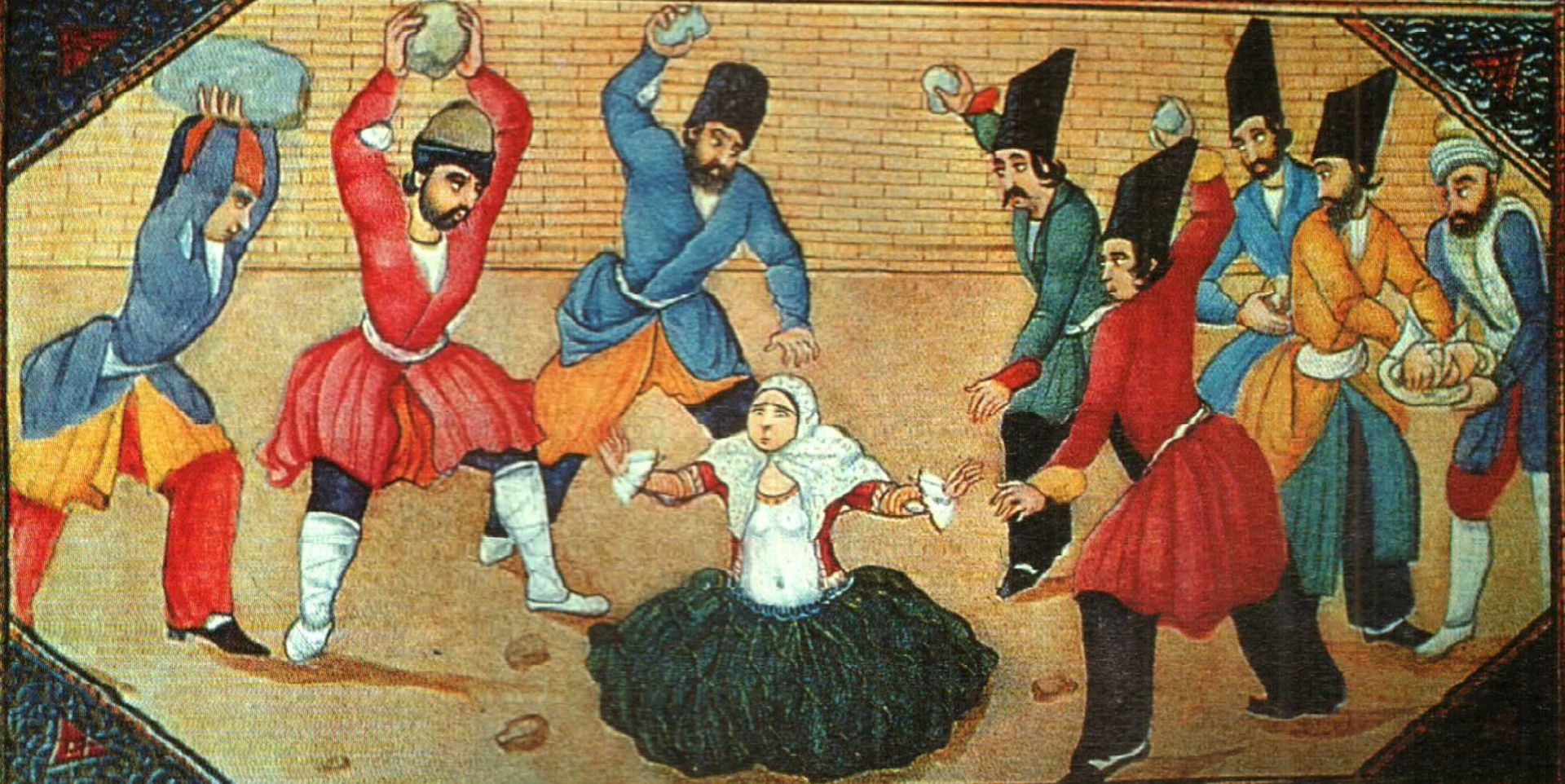 The Stoning of an Adulteress, illustration to a manuscript of 1…