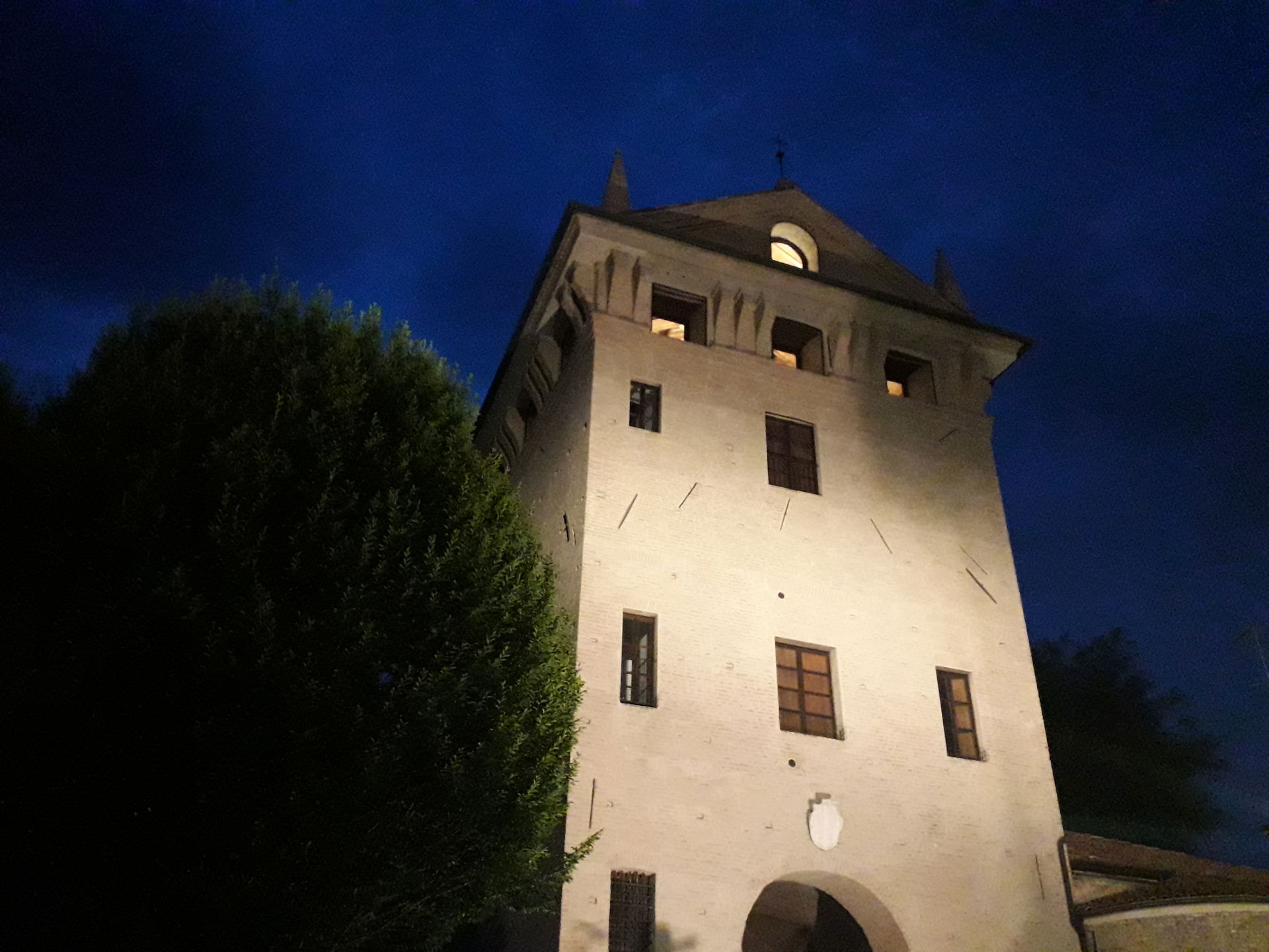 the photo shows the main tower of the former castle of Gonzaga …