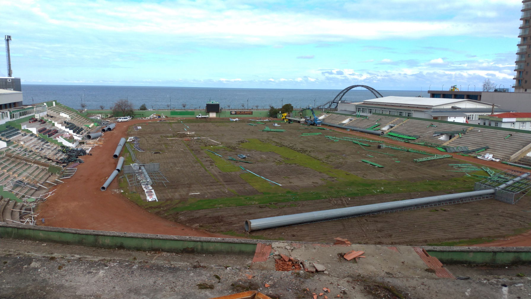 The ongoing demolition of the old Giresun Atatürk Stadium in Gi…