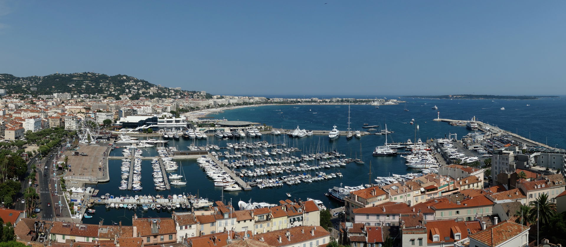 Cannes main harbor, Vieux Port, as seen from Suquet Tower in Le…