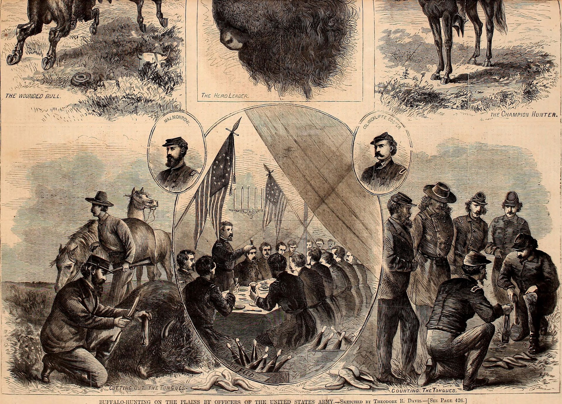 BUFFALO HUNTING, 1867. Buffalo-Hunting on the Plains by Officer…