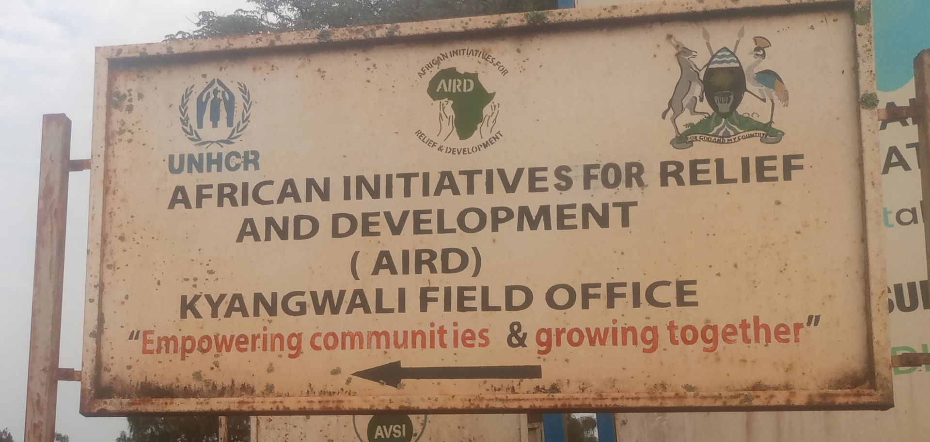Directional signpost toAfrican Intiative for Relief and Develop…