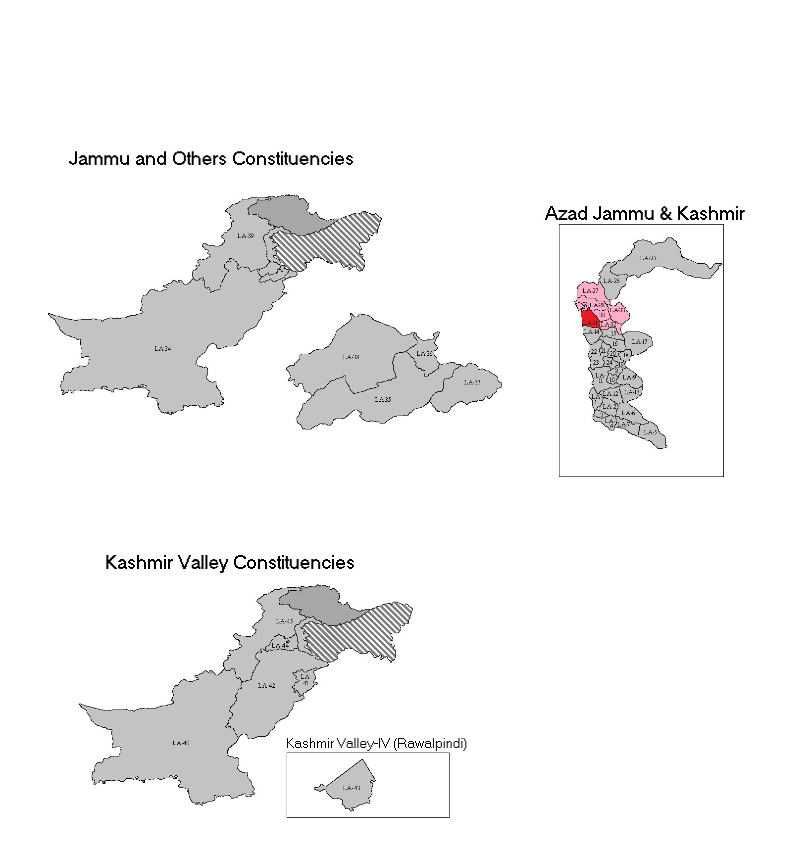 Map of LA-31 Muzaffarabad-V (in red) within Muzaffarabad and Ha…