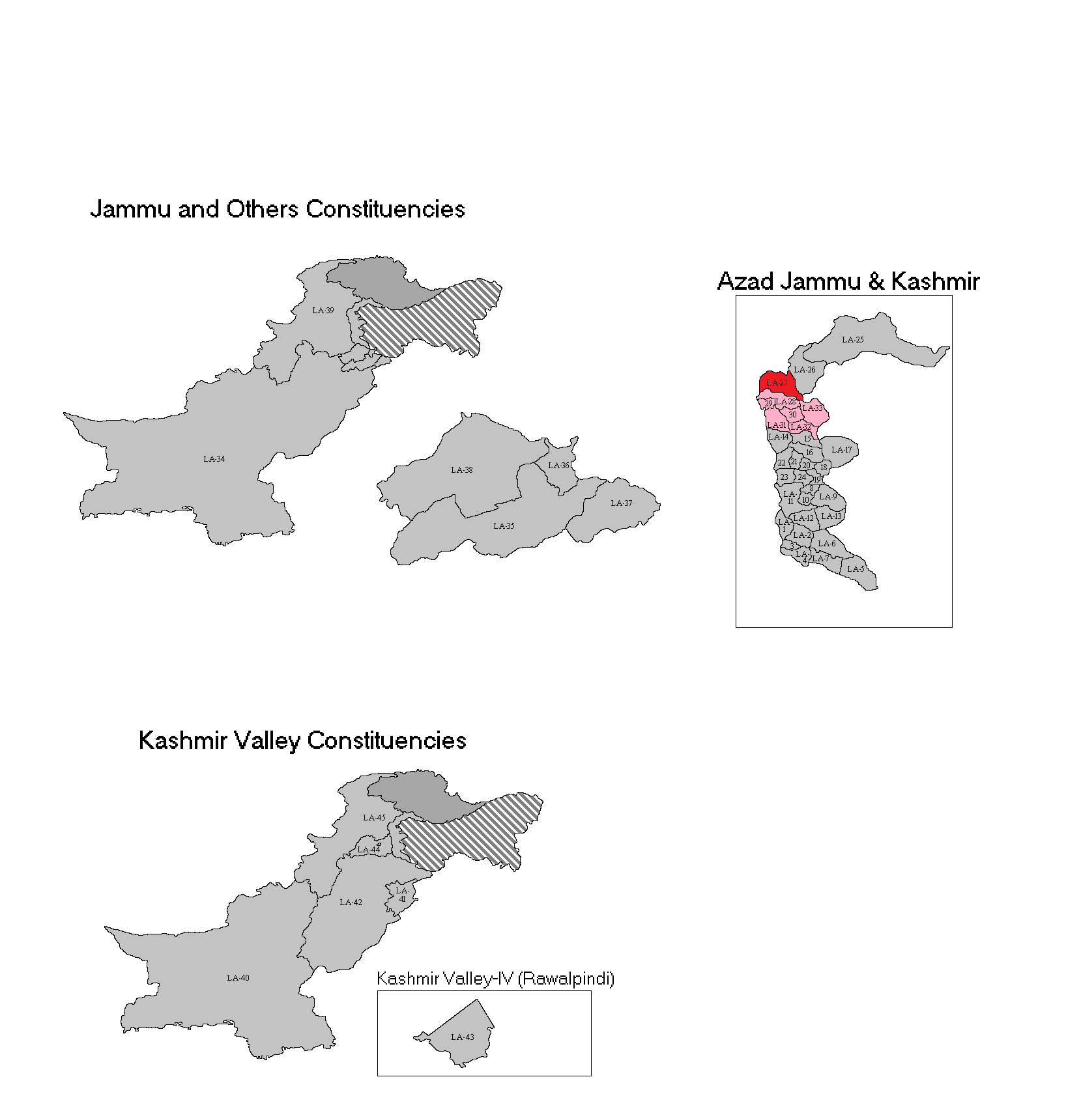 Map of LA-27 Muzaffarabad-I (in red) within Muzaffarabad and Ha…