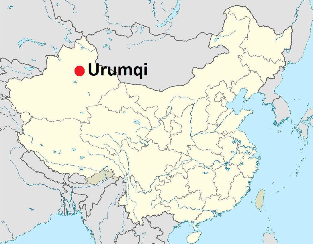 Location MAP Urumqi (Ürümqi) in Xinjiang autonomous region in i…