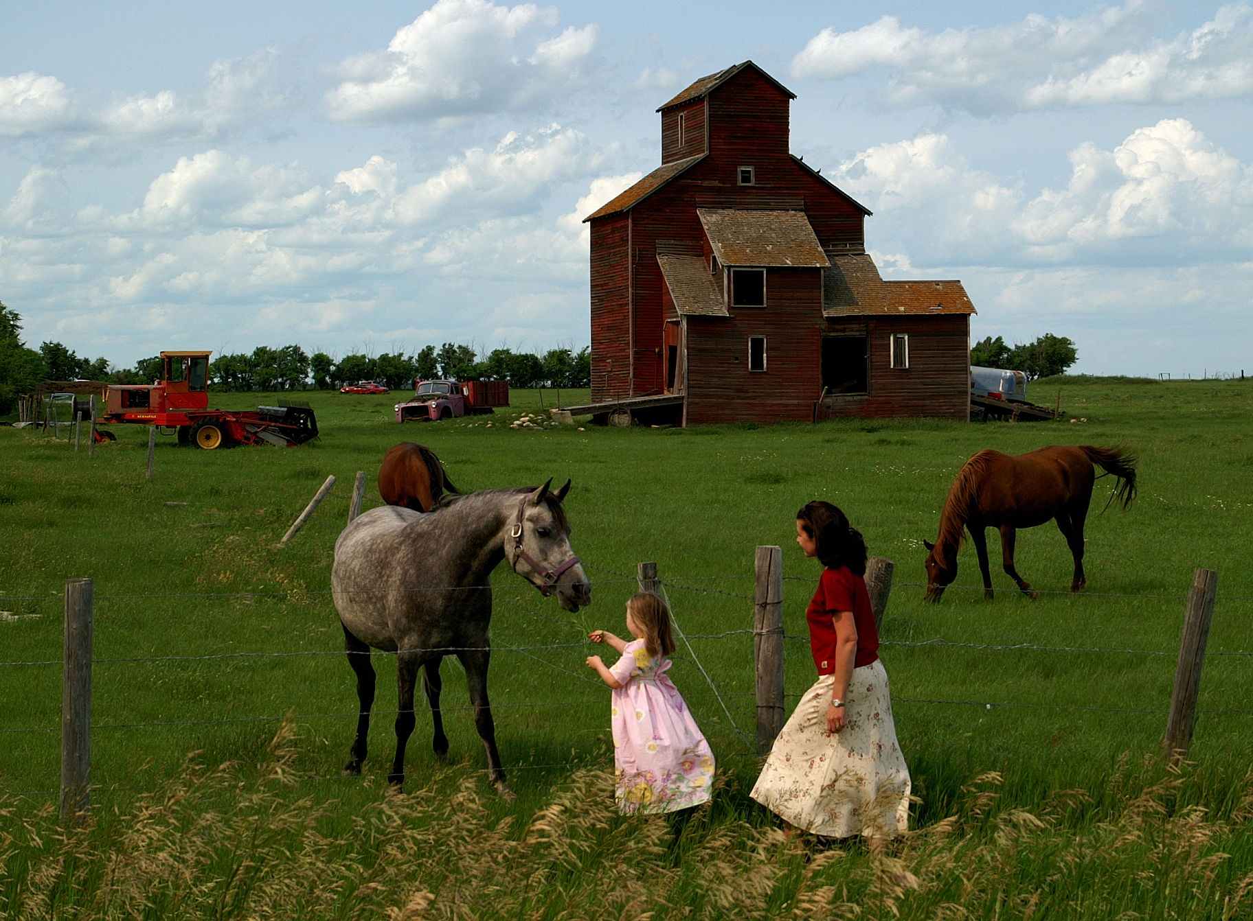 A small grain elevator on a farm near Moose Jaw, Saskatchewan, …