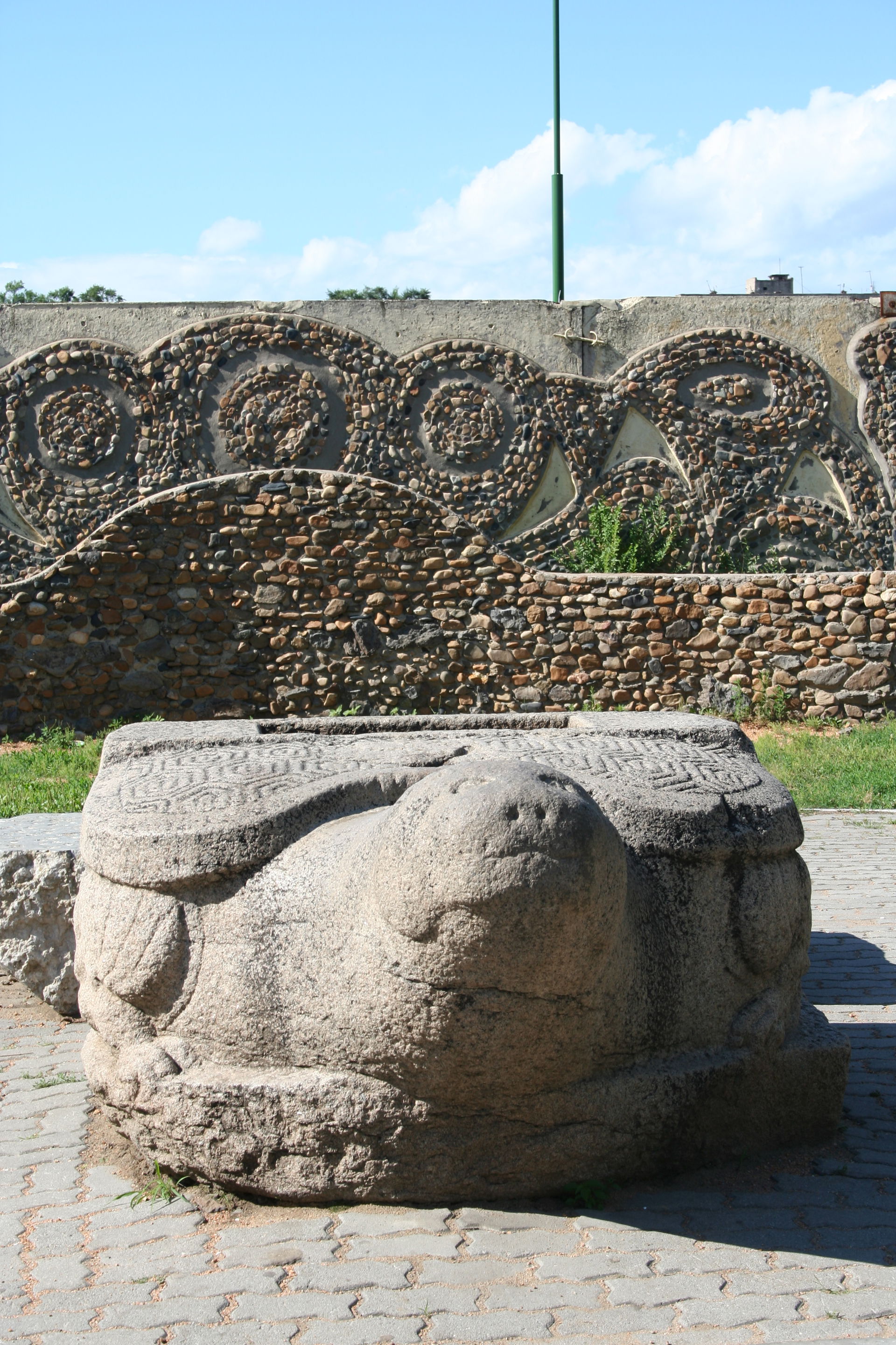 A stone tortoise in the central park of Ussuriysk. It was found…