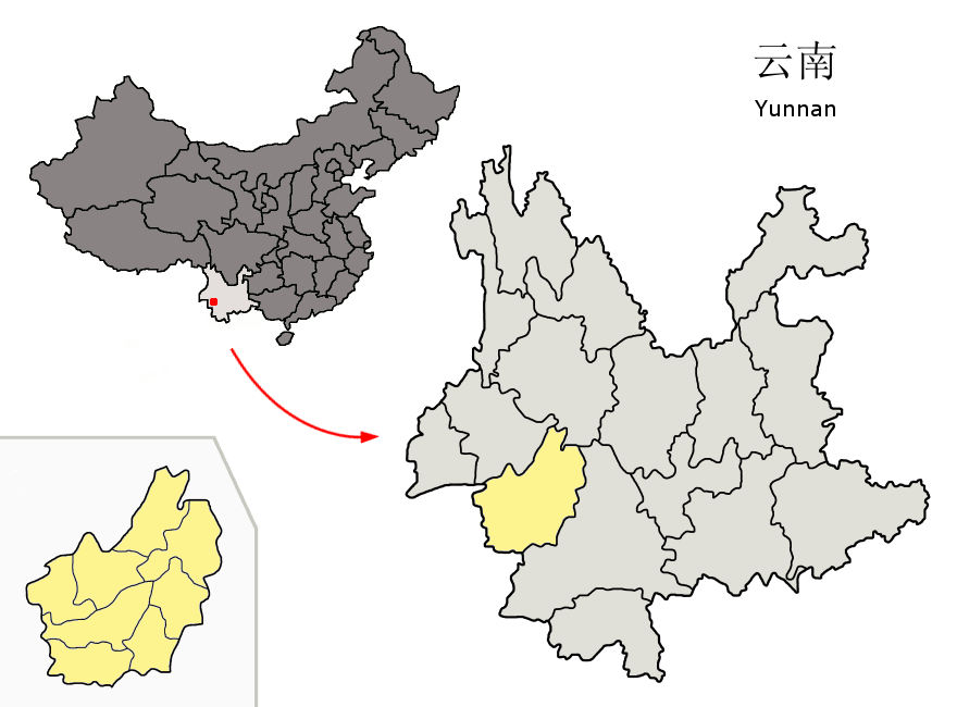 Location of Lincang Prefecture (yellow) within Yunnan province …