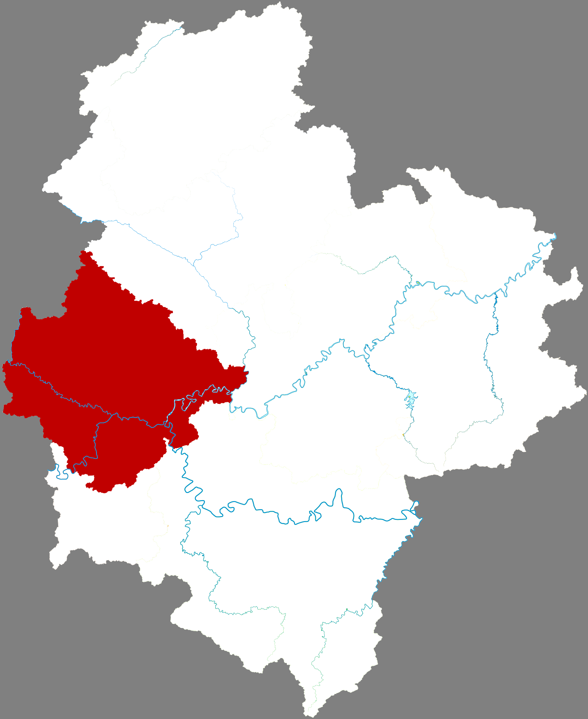 Location of Longzhou county in Daxin city, China