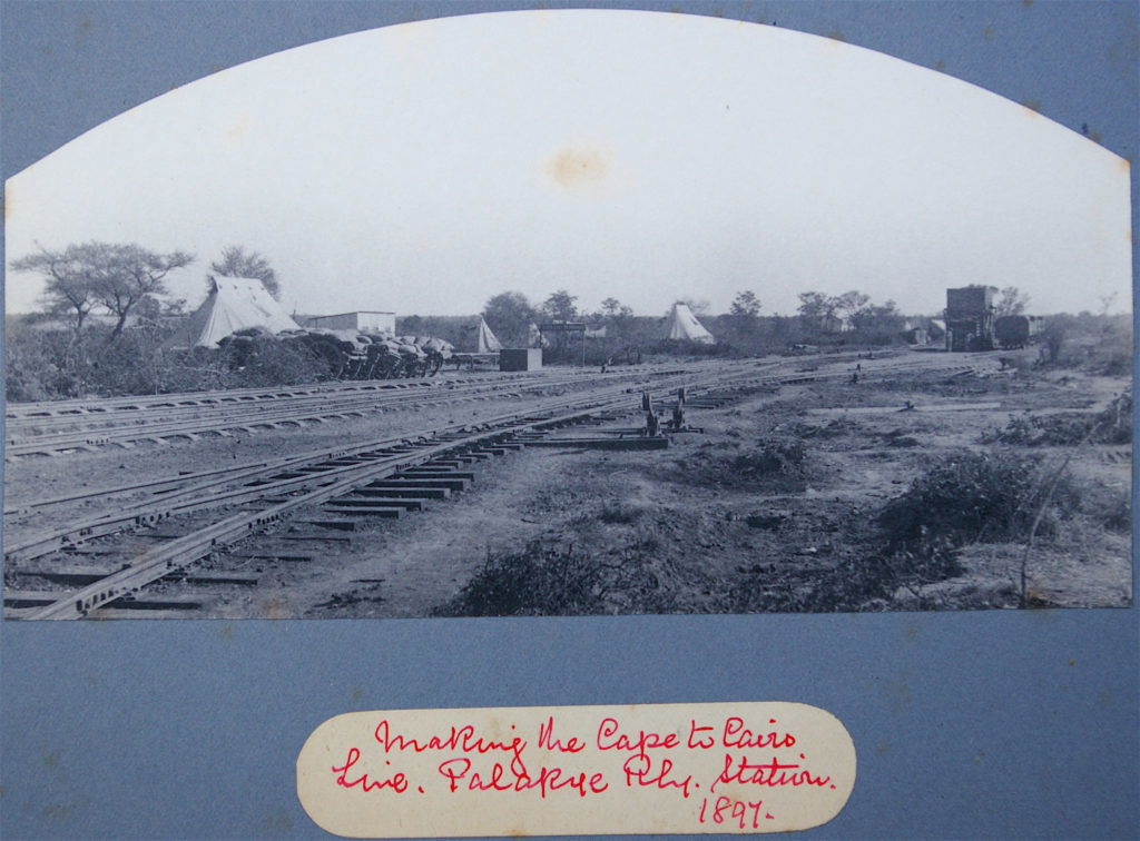 Old photograph of the Palapye train station in the Central Dist…