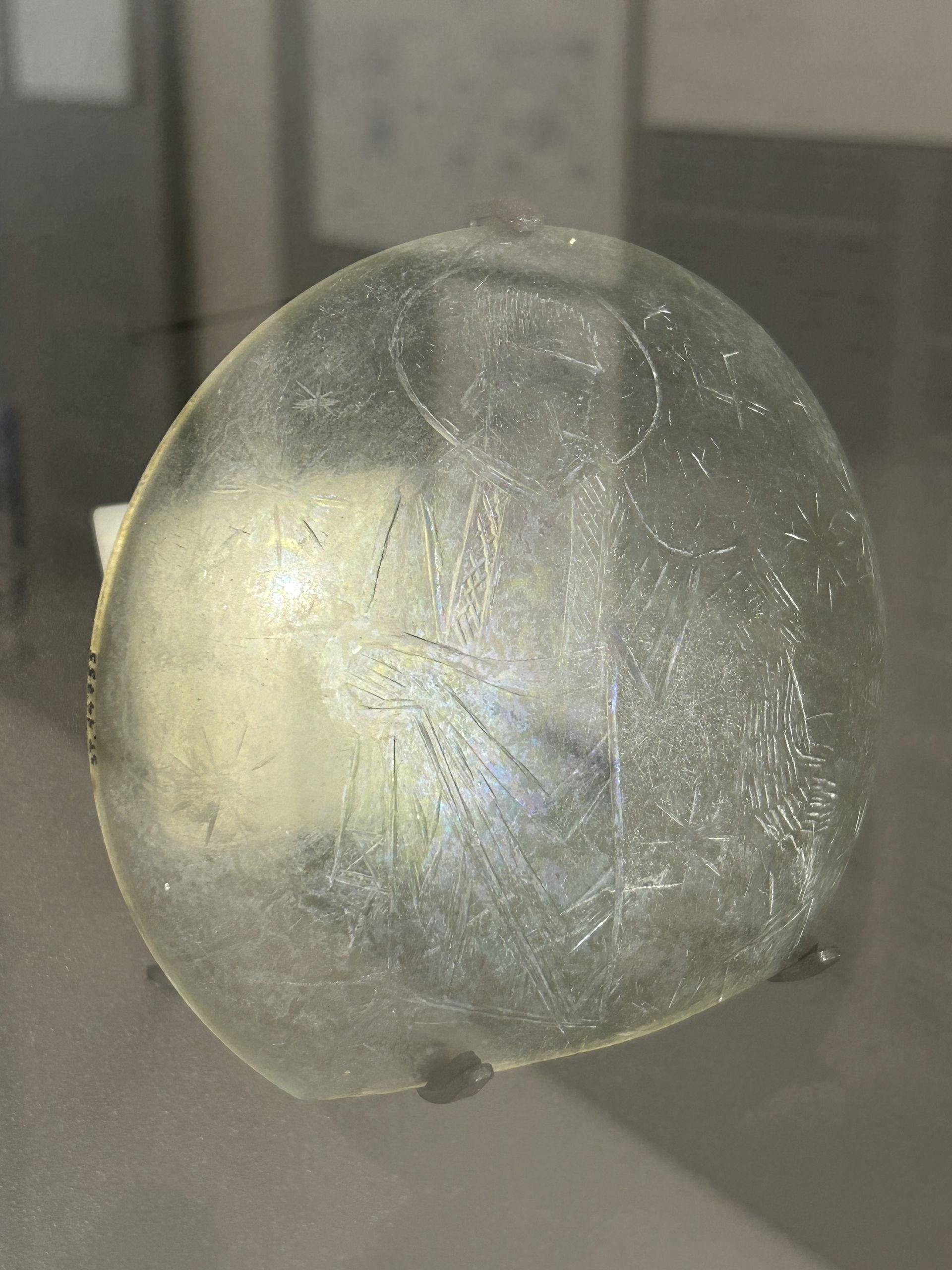 Christian glass bowl excavated at Roman Villa, Densenzano