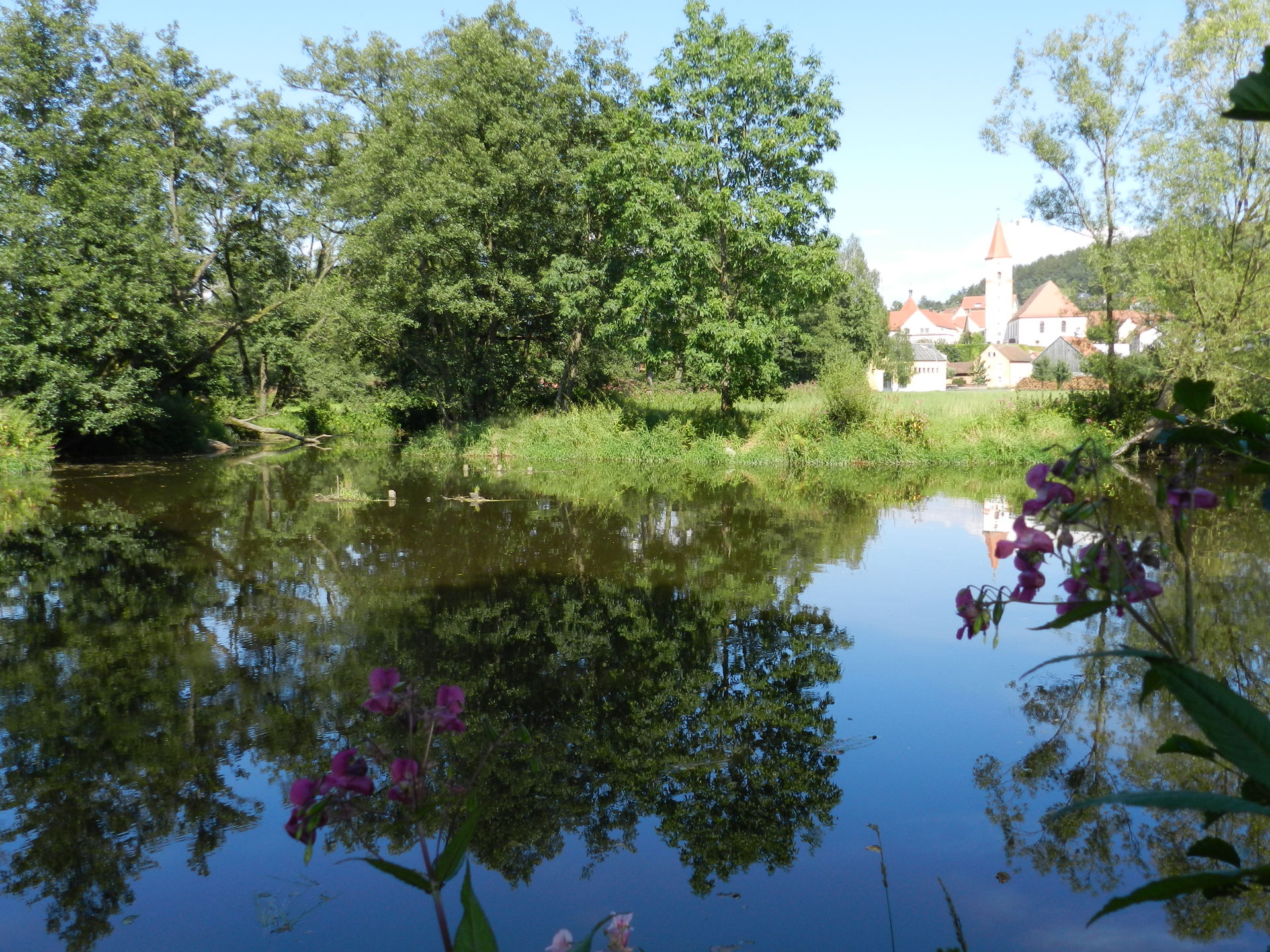 Die Luhe (links im Bild) mündet bei dem Markt Luhe in den Fluss…