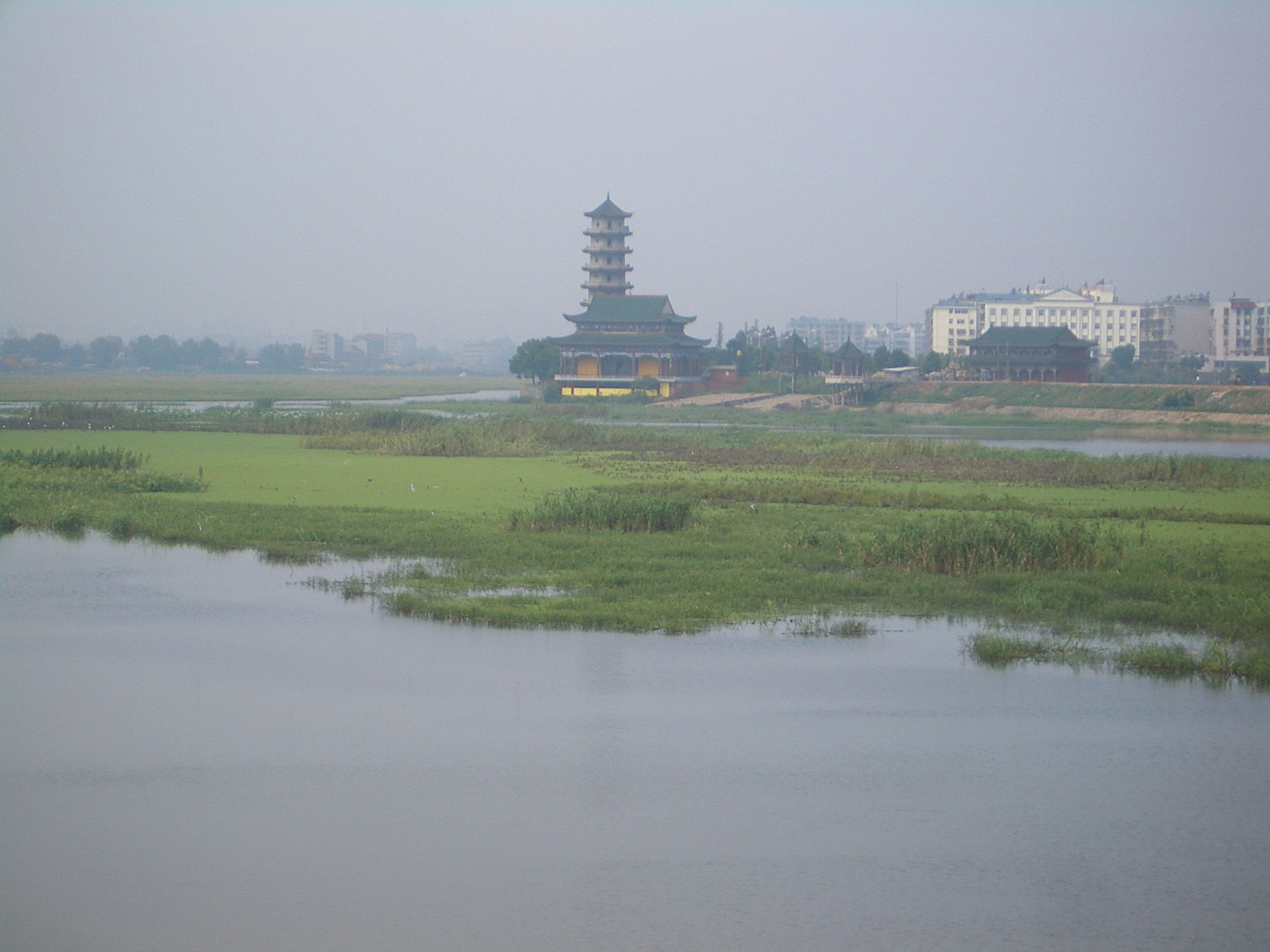 A view of the Daye Town (Huangshi City, Hubei, China) from the…