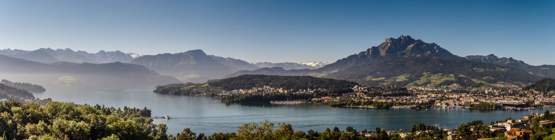 View of Lake Lucerne and the Pilatus with Lucerne