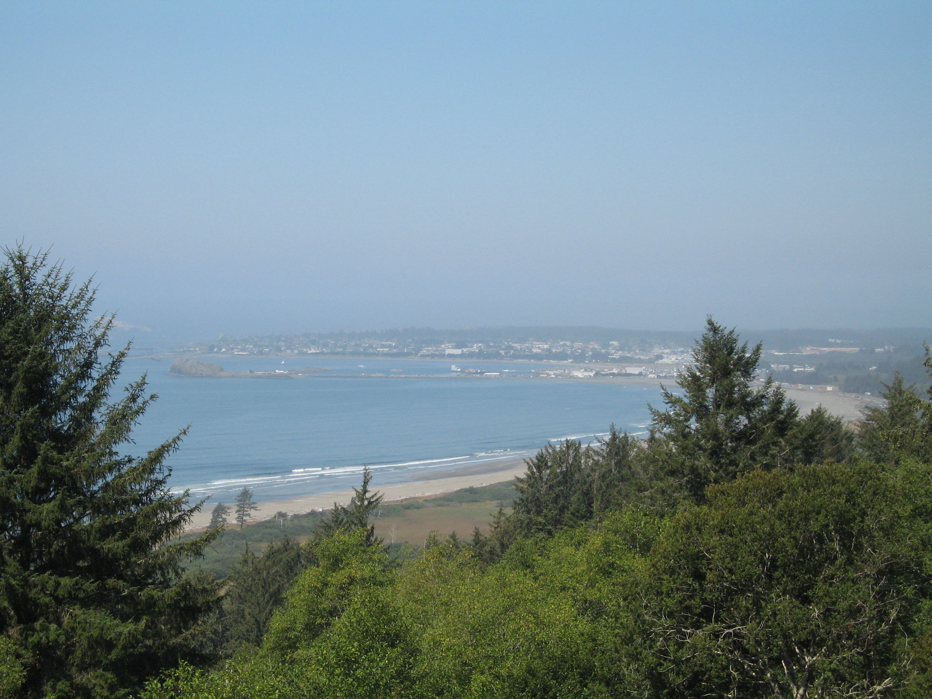 A view of Crescent City, California, from quite a long way away.